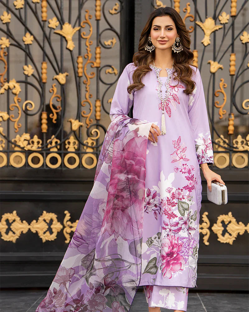 Ally's Lilac Digital Grip Silk 3-Piece Suit (AN121)