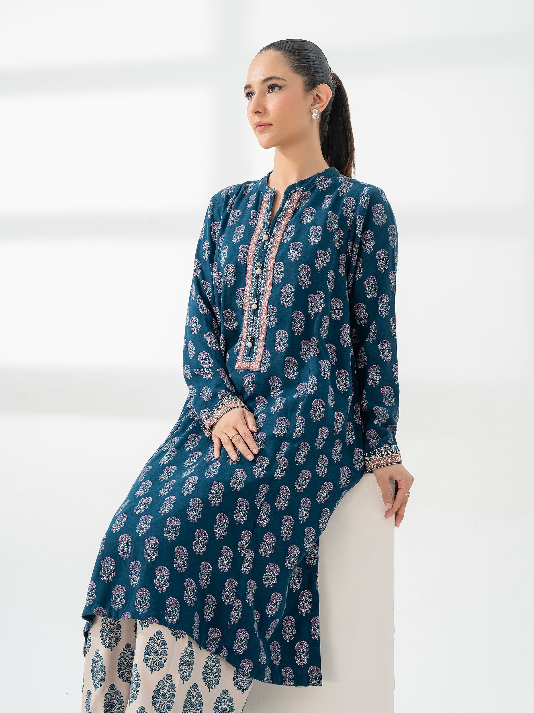 Limelight Teal Marina Embroidered 2-Piece Suit (A0727ST)