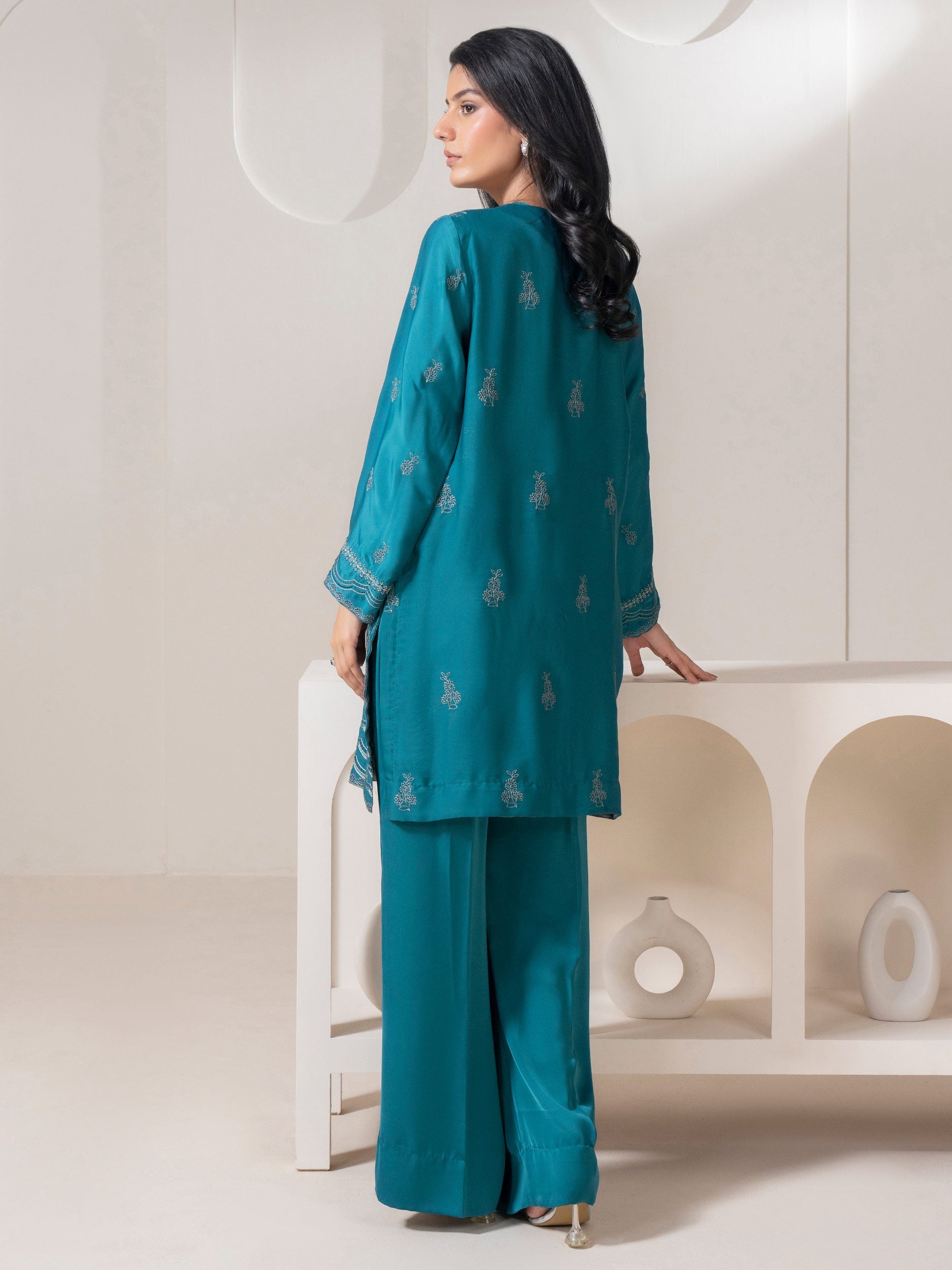 Limelight Teal Silk 2-Piece Suit (A0824ST)