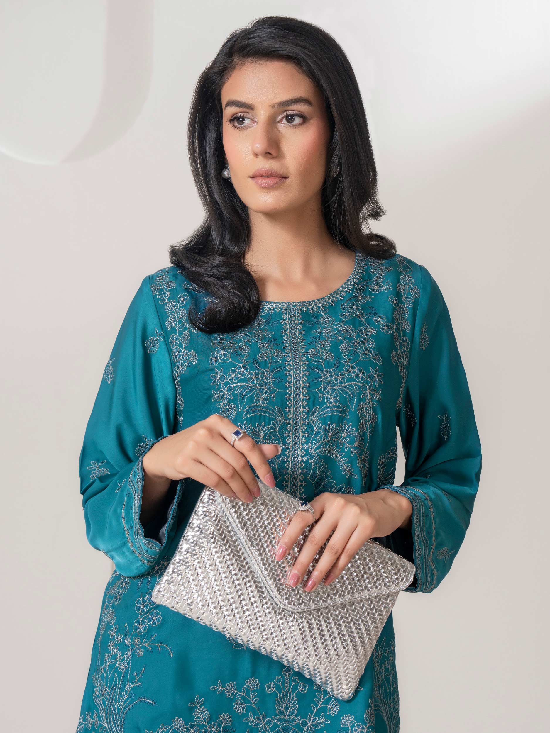 Limelight Teal Silk 2-Piece Suit (A0824ST)