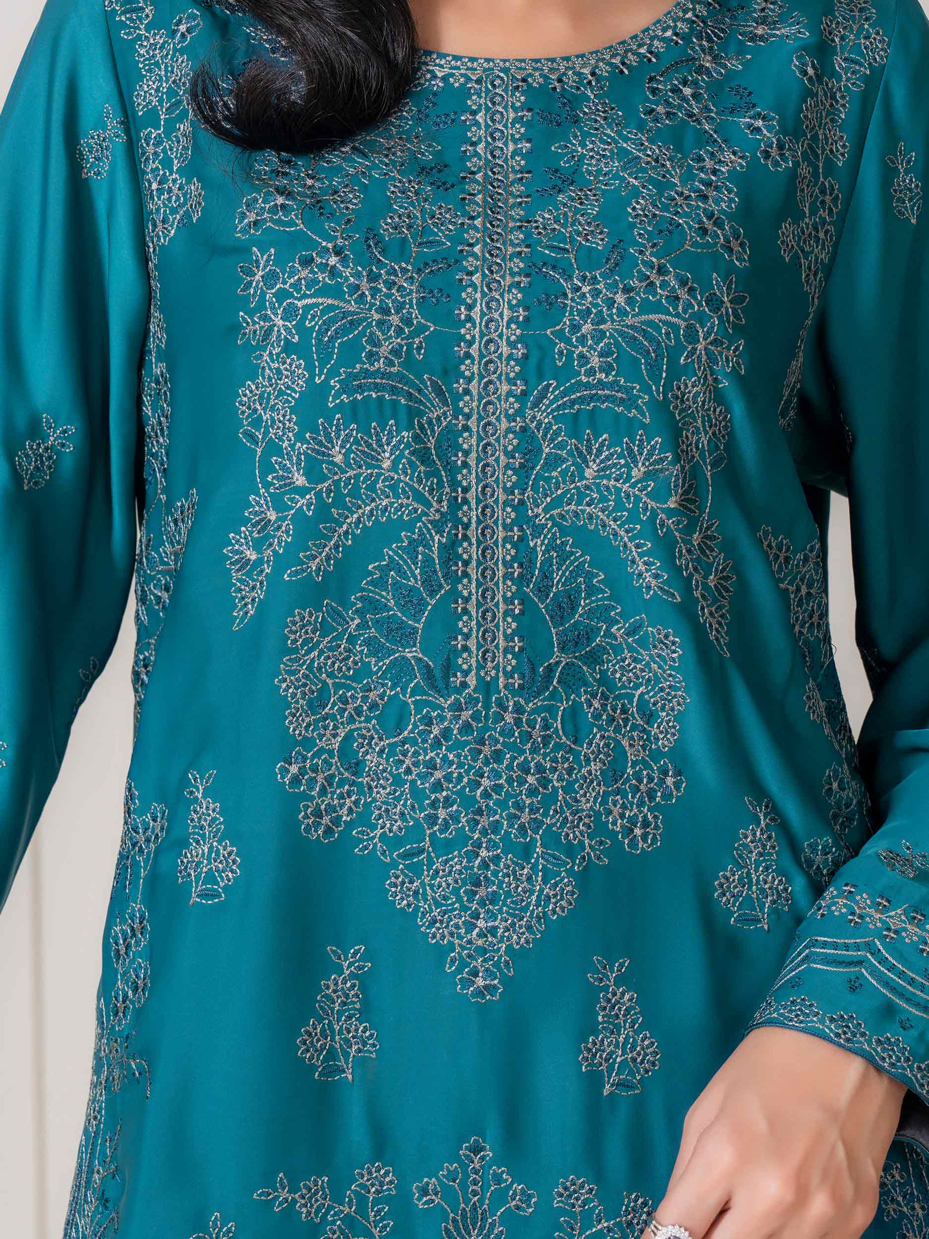 Limelight Teal Silk 2-Piece Suit (A0824ST)