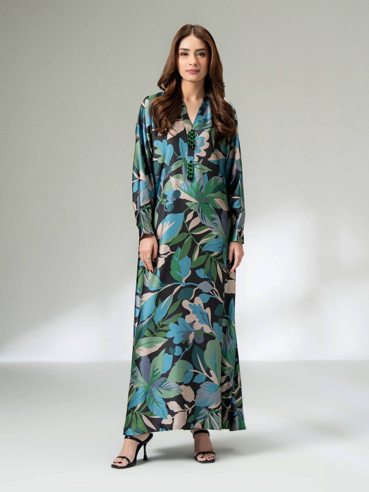 Limelight Black & Blue Long Silk Shirt (A2314SH)