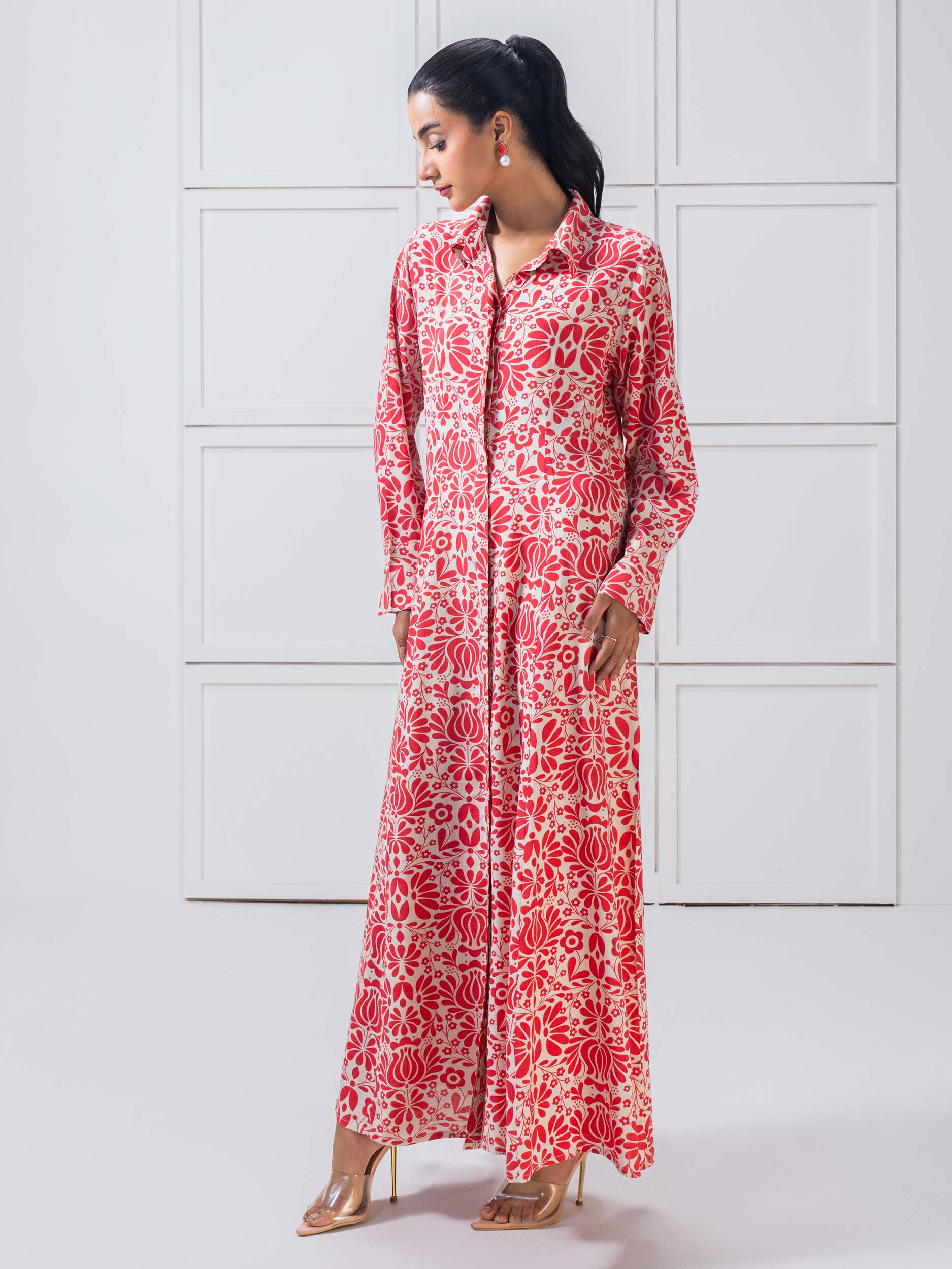 Limelight Pink Viscose Printed Dress (A2325DR)