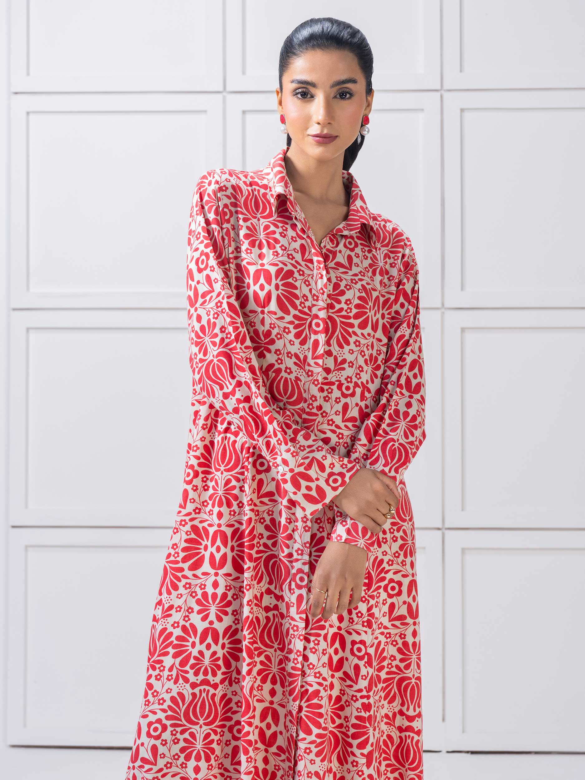 Limelight Pink Viscose Printed Dress (A2325DR)