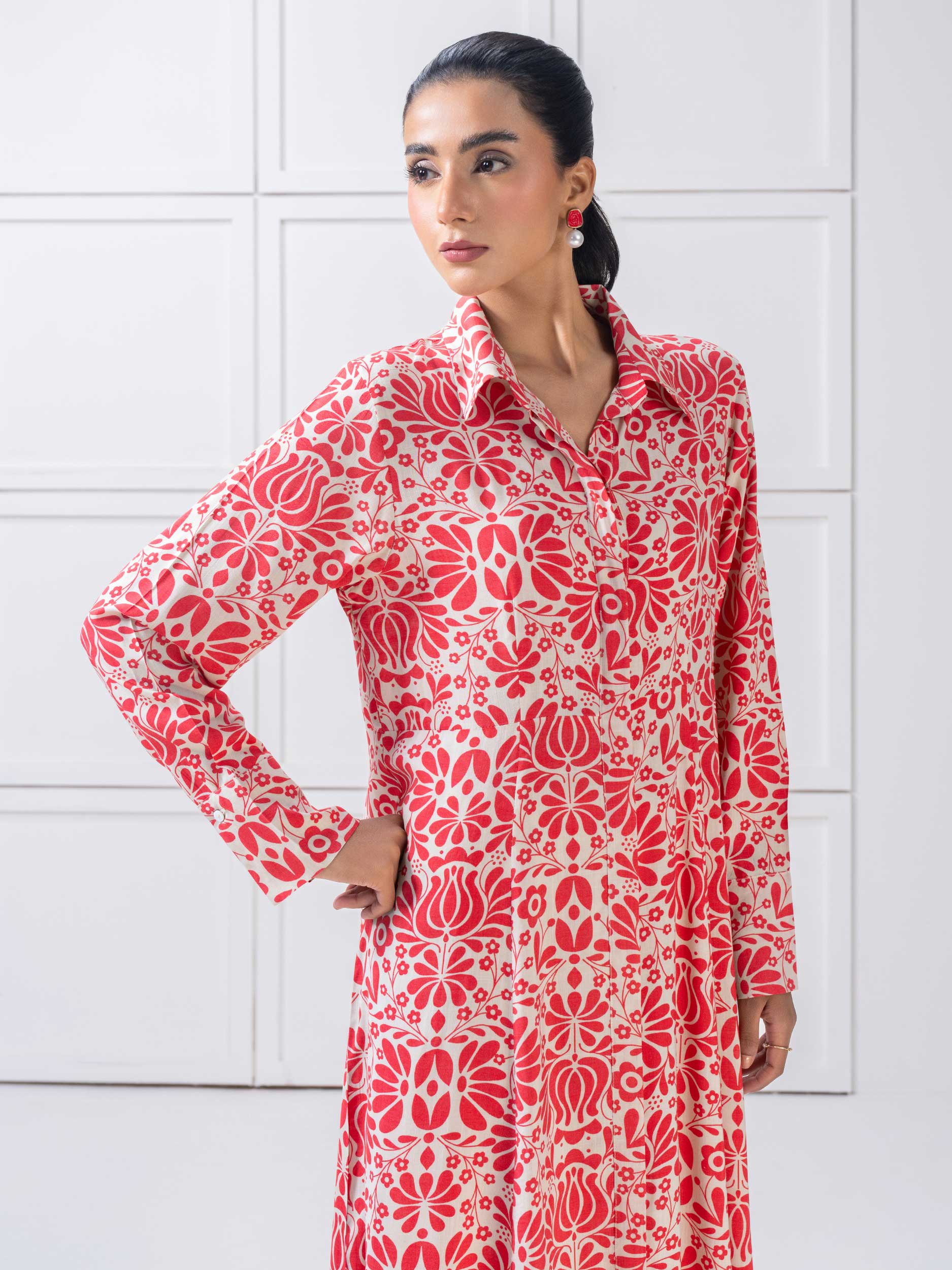 Limelight Pink Viscose Printed Dress (A2325DR)
