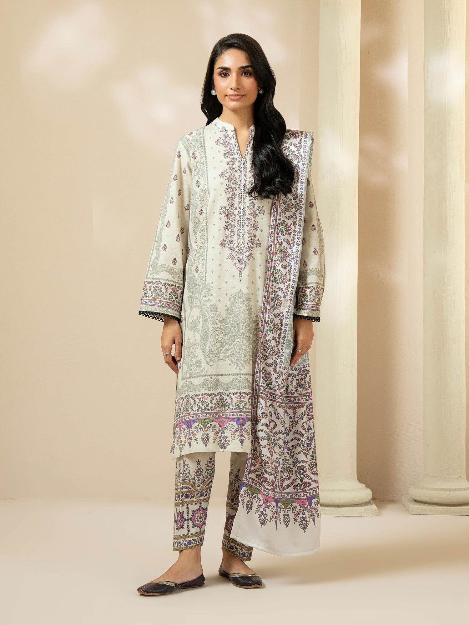 Limelight Beige Khaddar 3-Piece Suit (A3716SU)