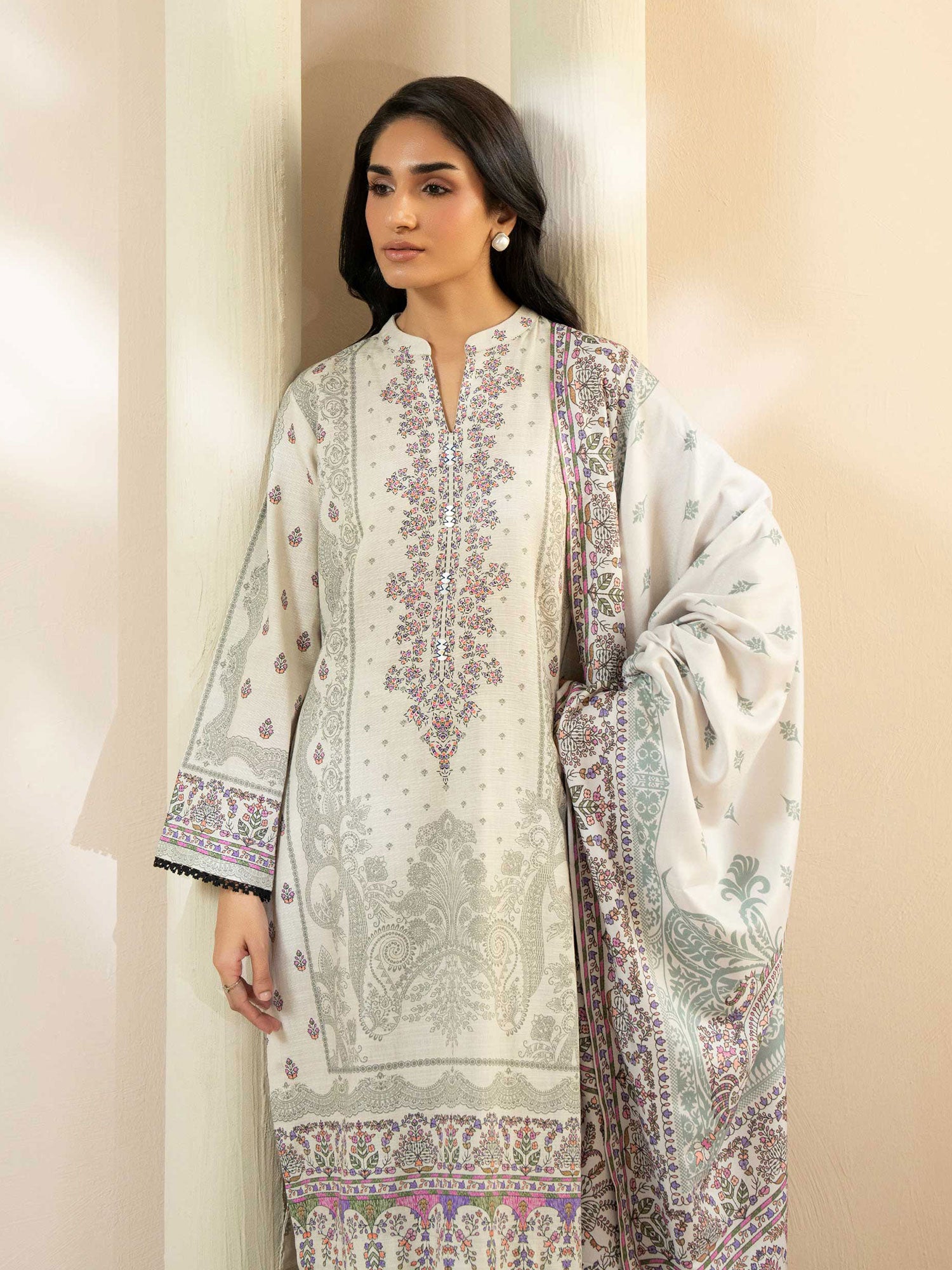 Limelight Beige Khaddar 3-Piece Suit (A3716SU)
