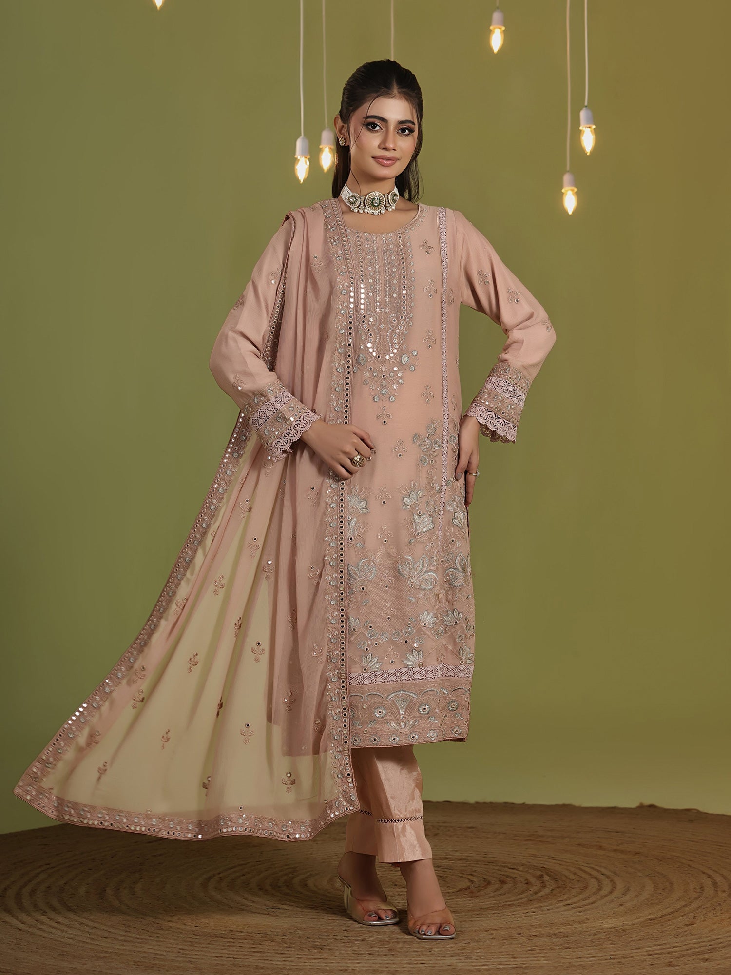 Wardah Uzair "Chiffon Breeze" Lux Embroidered Chiffon Suit - Aurora