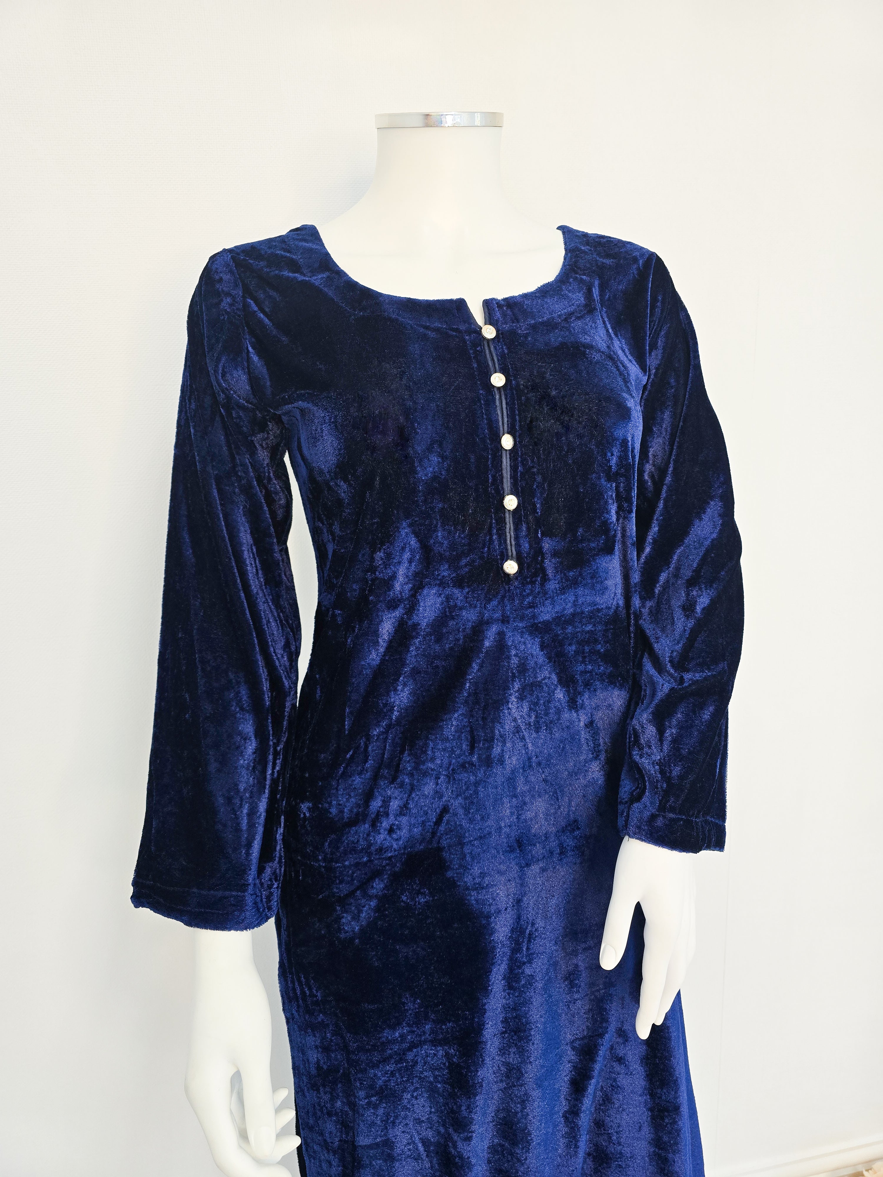 Blue Winter Velvet Plain 2-Piece Suit