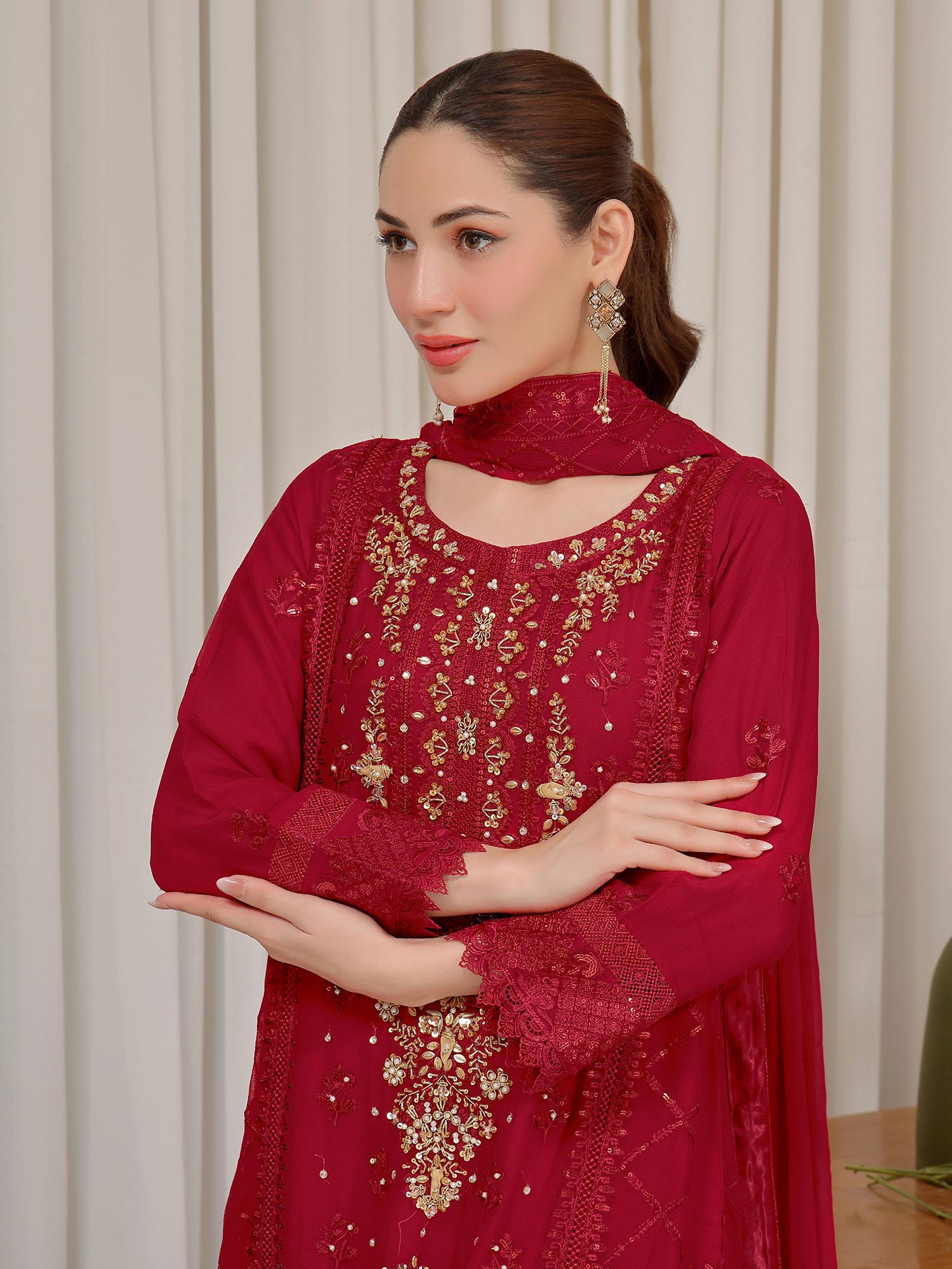 Wardah Uzair "Baag-e-Bahar" Luxury Embroidered Chiffon Suit - Baaran