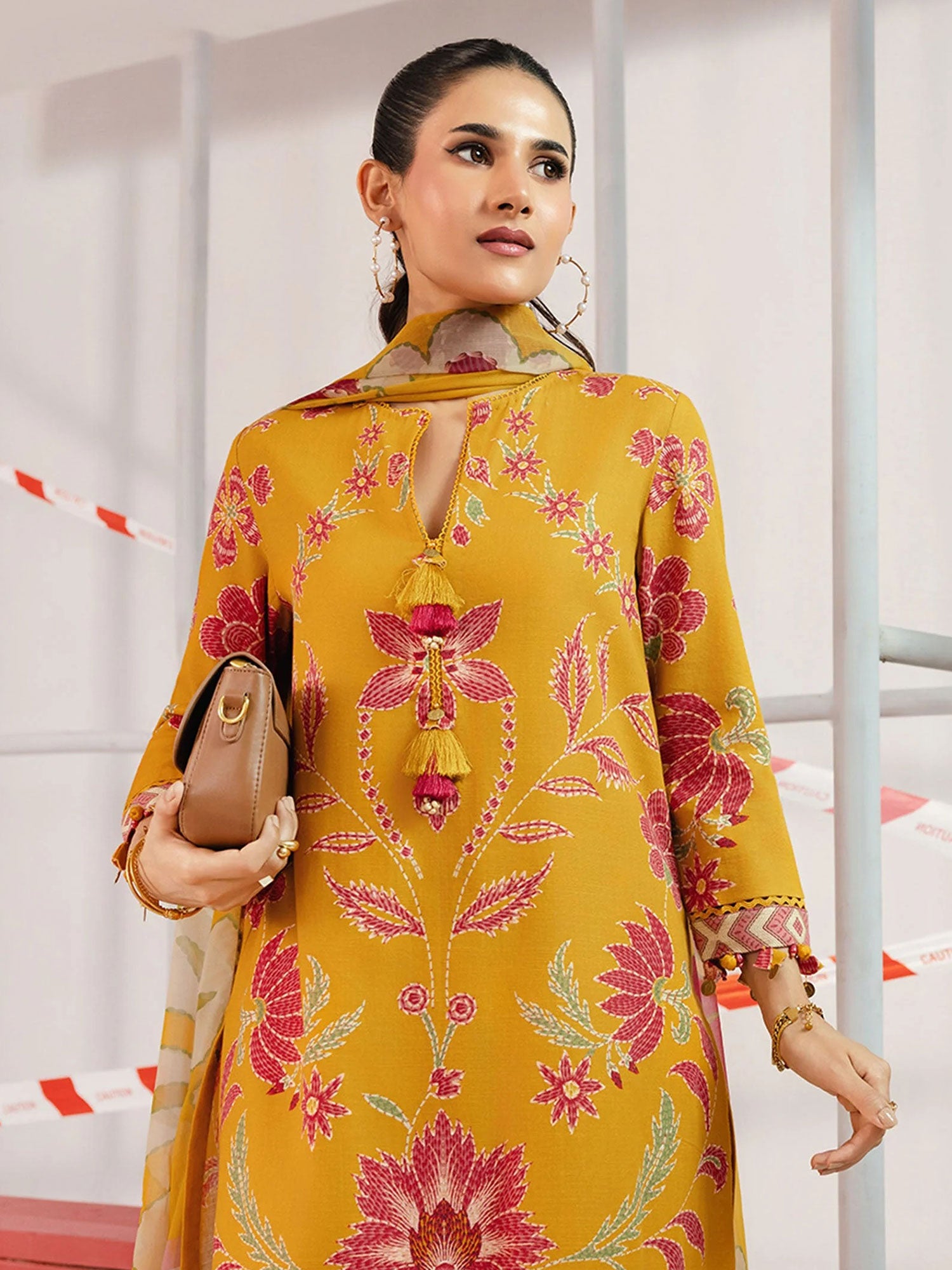 Maria.B Unstitched Winter Khaddar Suit (MB-CUS25-1104B) - Yellow