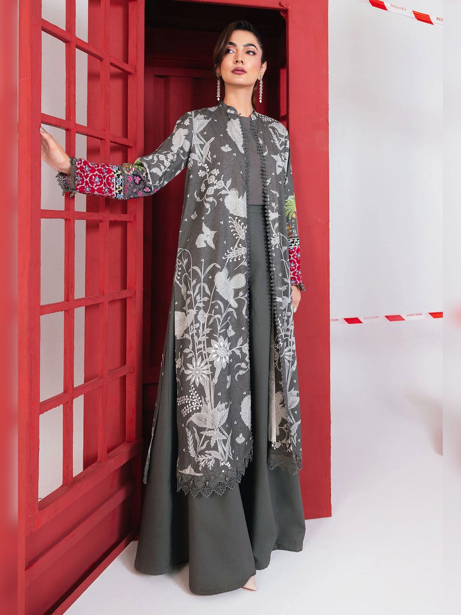 Maria.B Unstitched Marina Twill Suit (MB-CUS25-1106A) - Grey