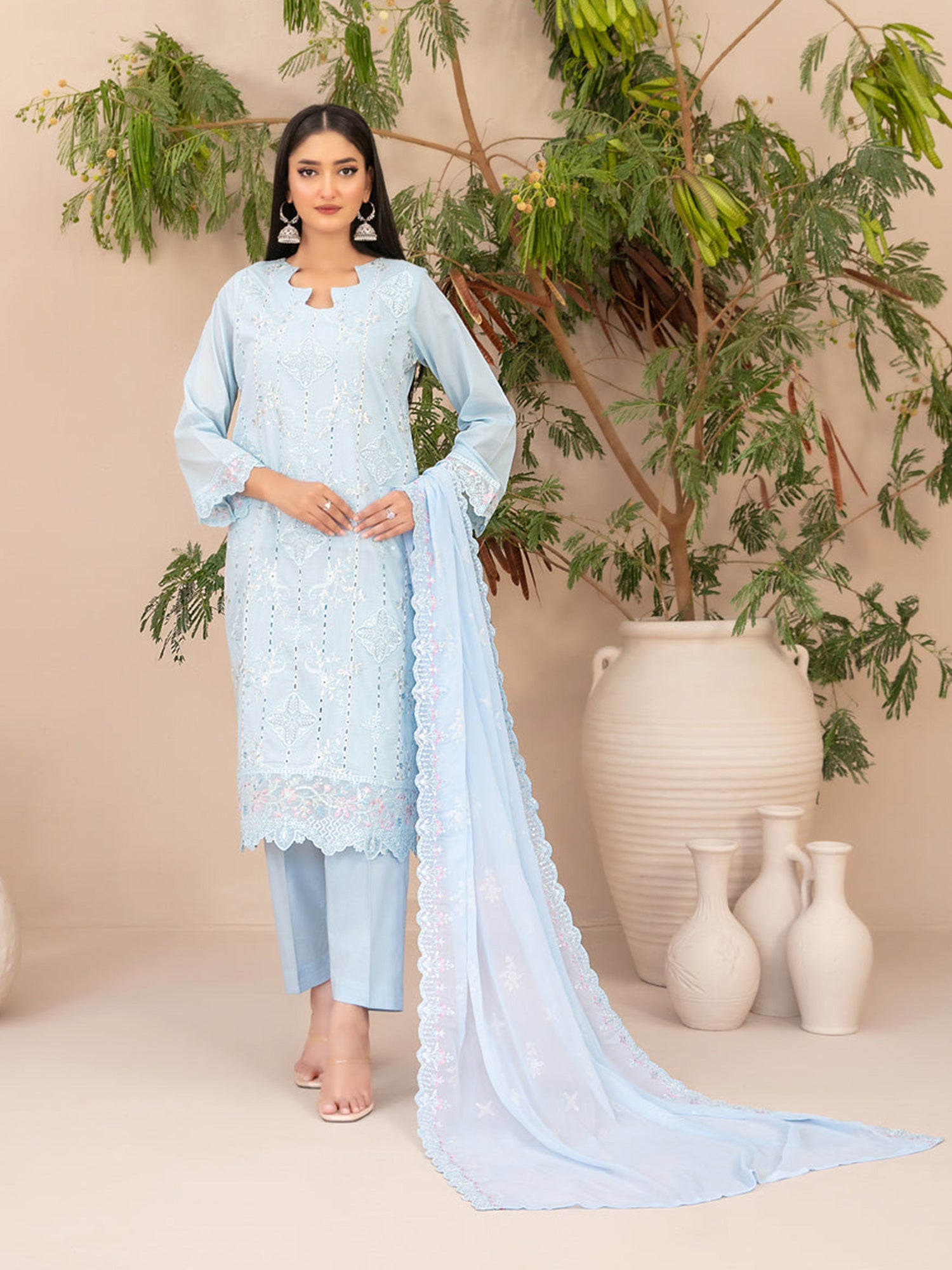 Tawakkal "Simay" Embroidered Lawn Suit (D1448) - Light Blue