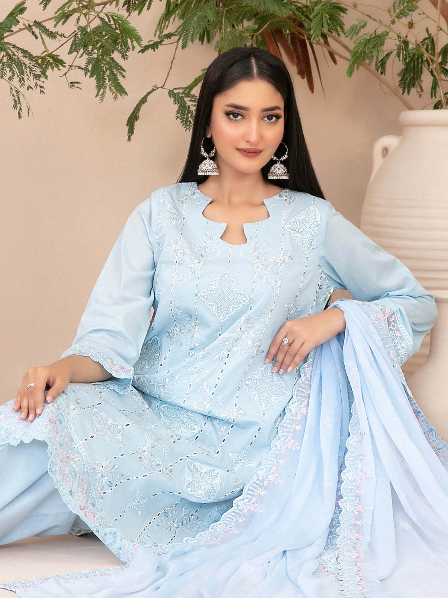 Tawakkal "Simay" Embroidered Lawn Suit (D1448) - Light Blue