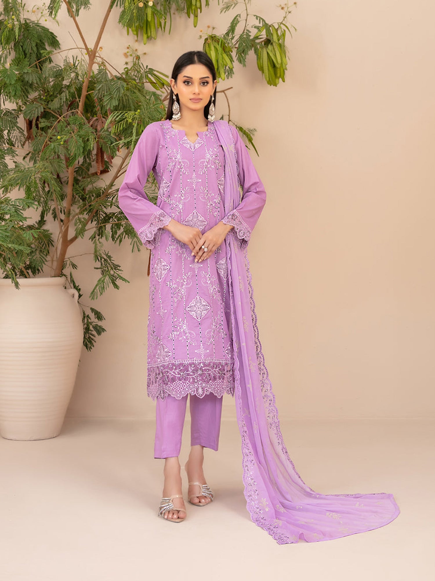 Tawakkal "Simay" Embroidered Lawn Suit (D1449) - Lilac
