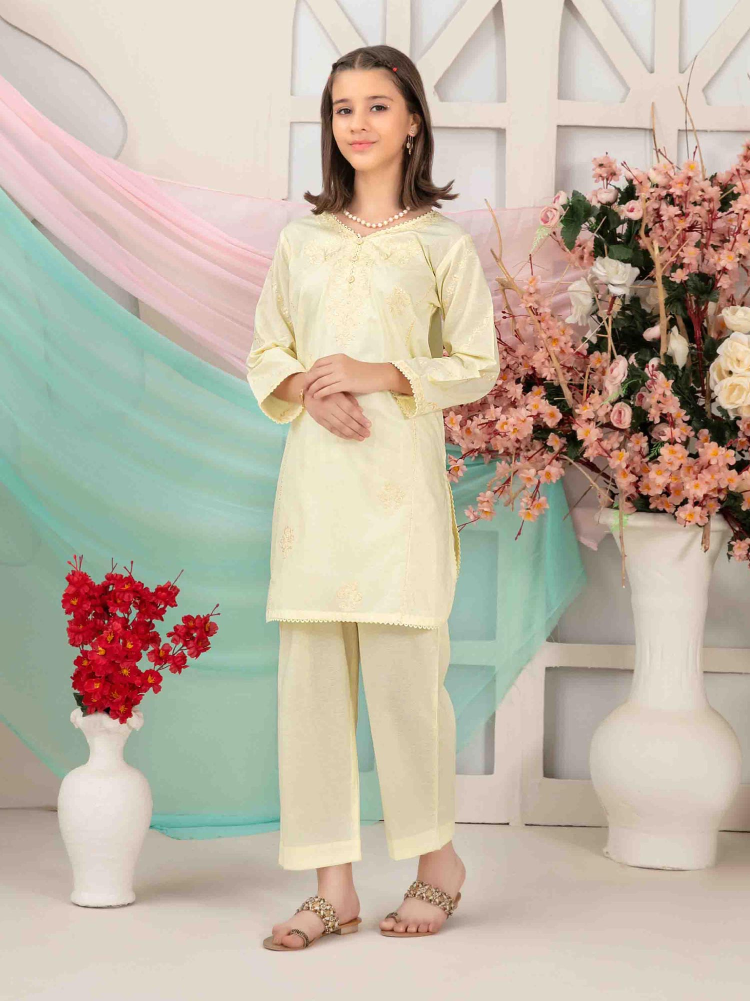 Tawakkal Kids "Raunaq" Lawn Jacquard Suit (D1664) - Yellow