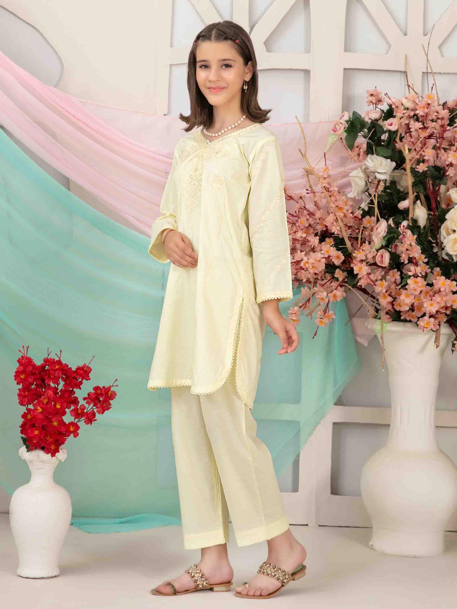 Tawakkal Kids "Raunaq" Lawn Jacquard Suit (D1664) - Yellow
