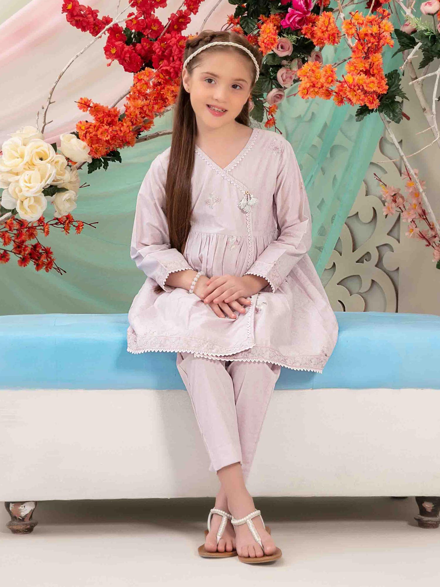 Tawakkal Kids "Raunaq" Lawn Jacquard Suit (D1667) - Light Purple