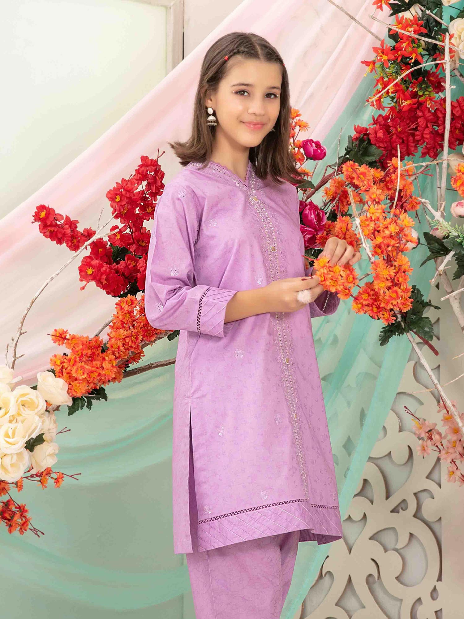 Tawakkal Kids "Raunaq" Lawn Jacquard Suit (D1669) - Lilac