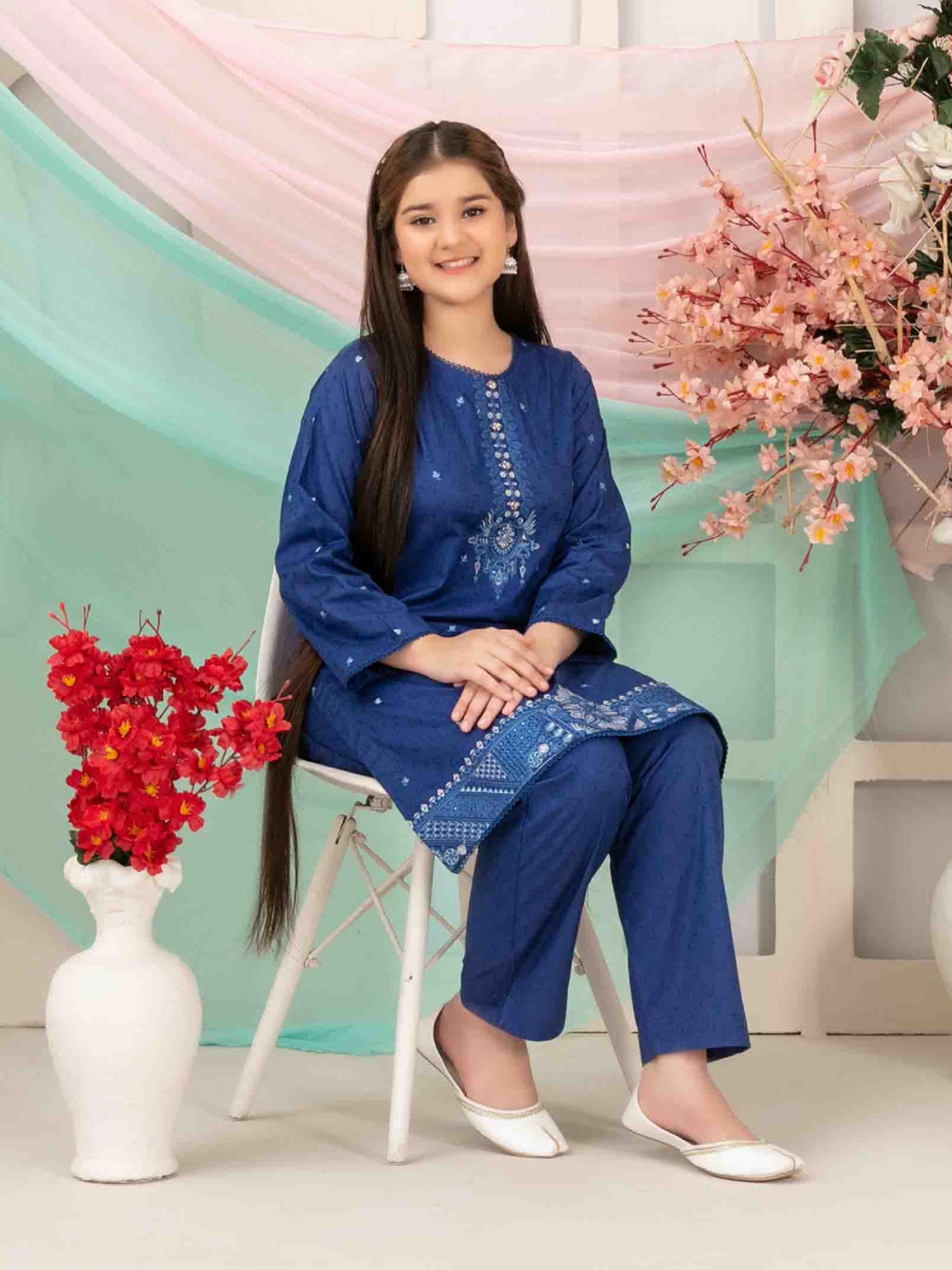 Tawakkal Kids "Raunaq" Lawn Jacquard Suit (D1670) - Blue