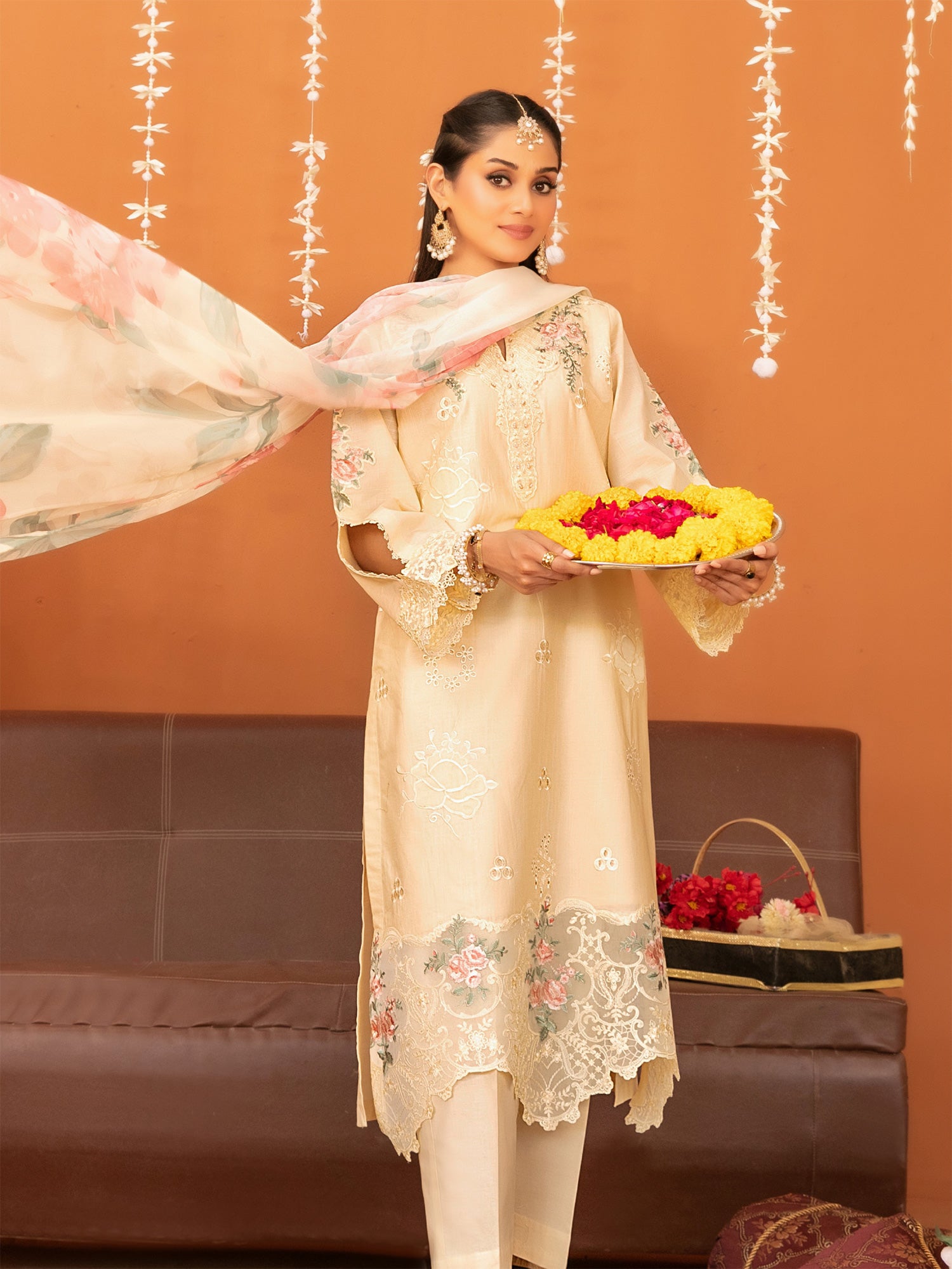 Tawakkal "Chaashni" Embroidered Lawn Suit (D3135) - Pastel Yellow