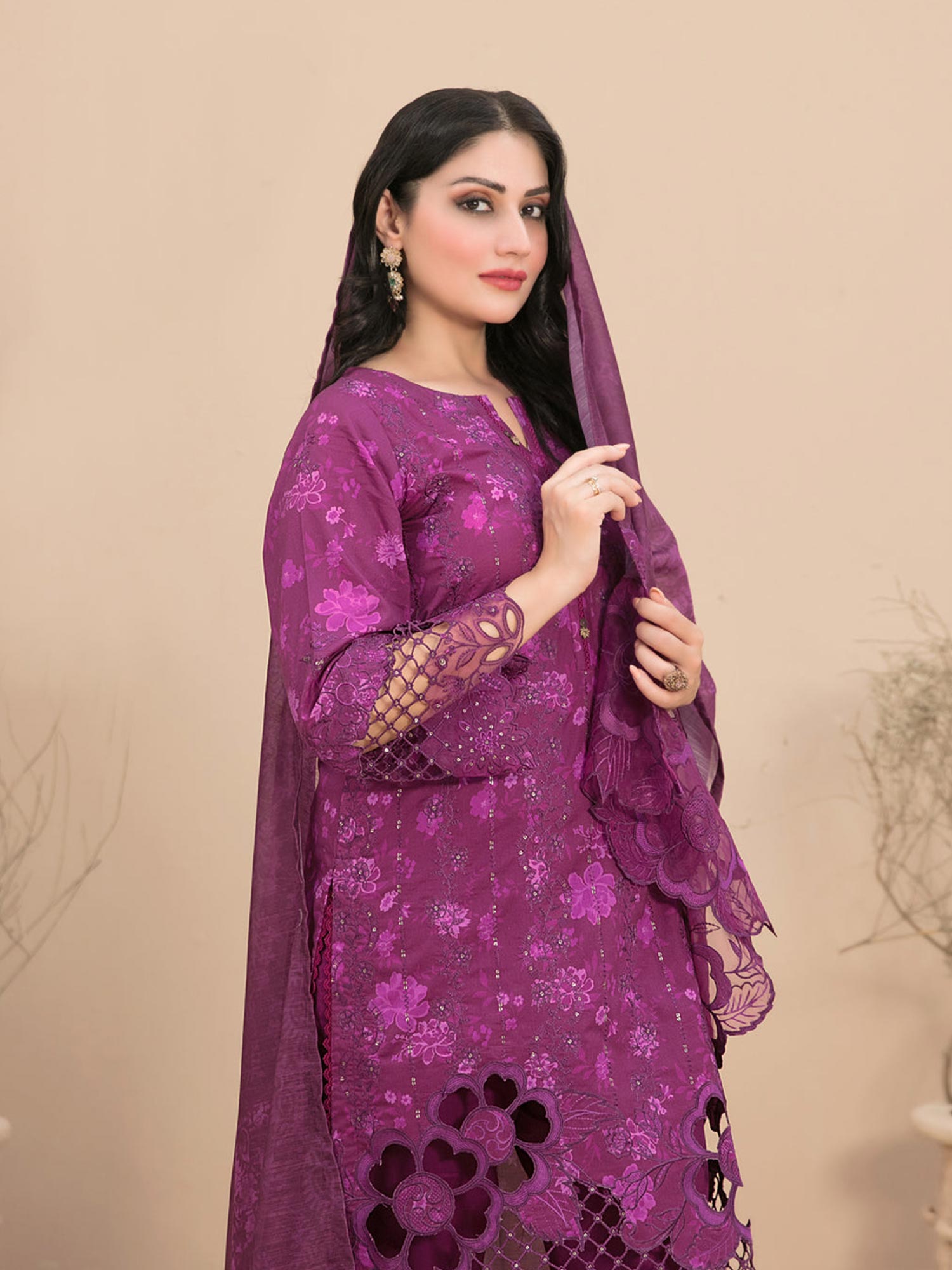 Tawakkal "Sarai" Embroidered Lawn Suit (D3182) - Magenta