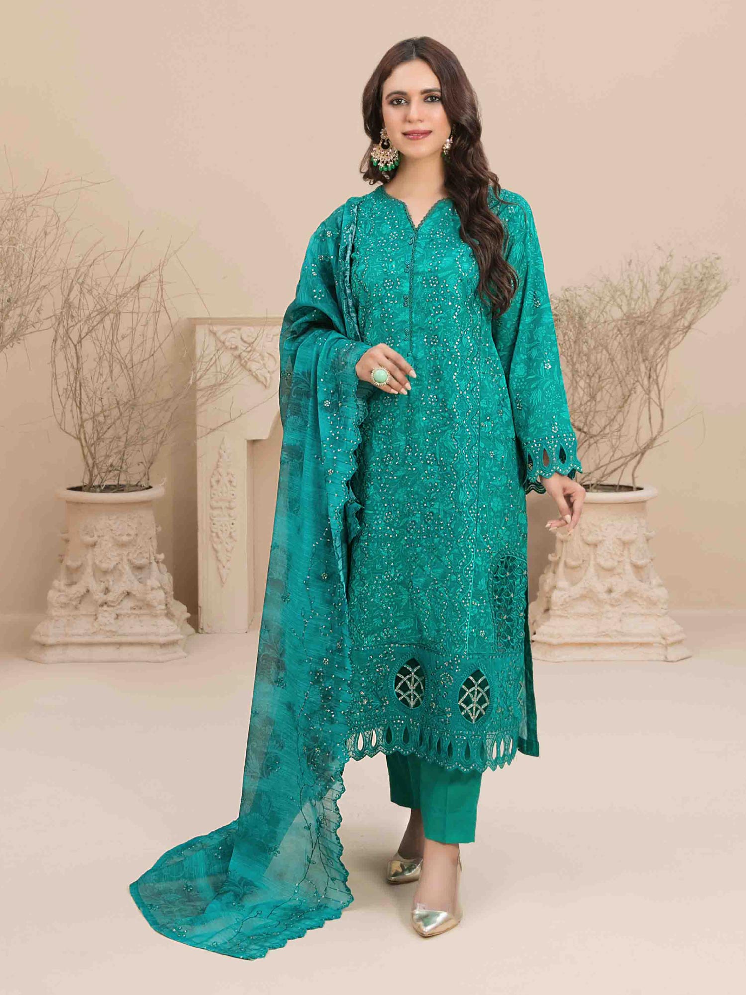 Tawakkal "Sarai" Embroidered Lawn Suit (D3187) - Sea Green