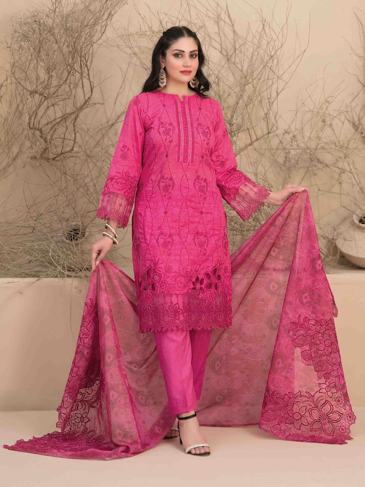 Tawakkal "Sarai" Embroidered Lawn Suit (D3192) - Pink