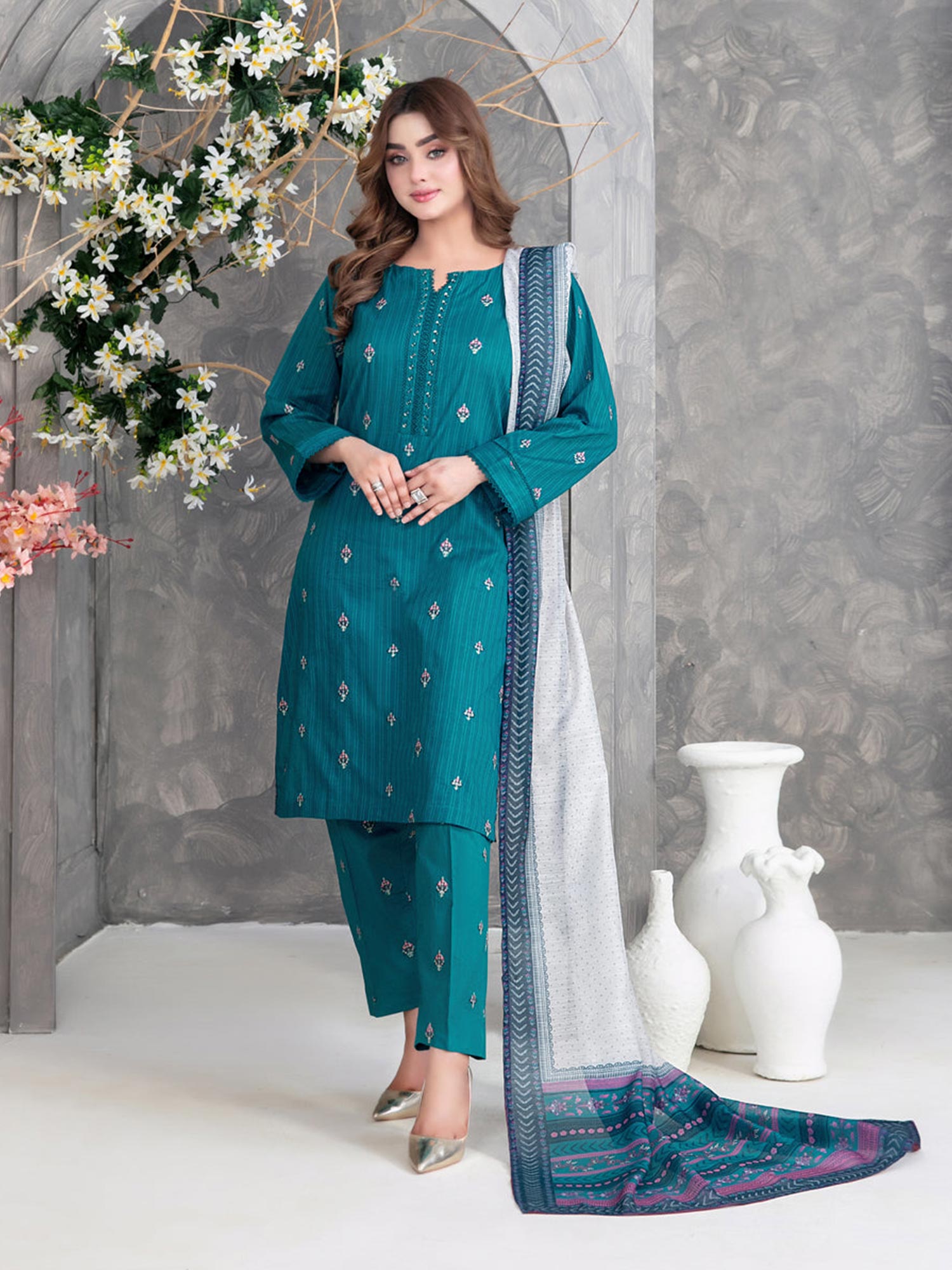 Tawakkal "Zarwisha" Embroidered Lawn Suit (D3267) - Sea Green