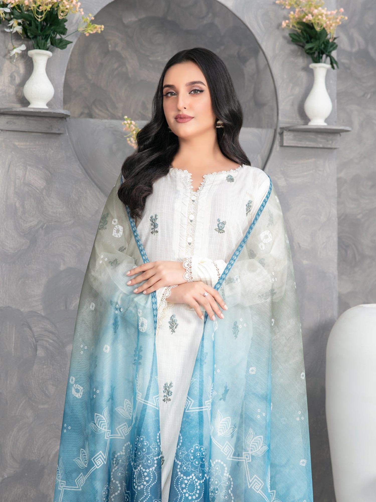 Tawakkal "Zarwisha" Embroidered Lawn Suit (D3268) - Off White