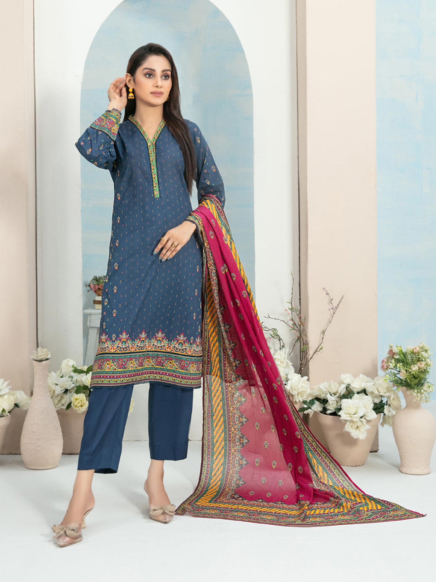 Tawakkal "Hafa" 3-Piece Lawn Suit (D3636) - Blue