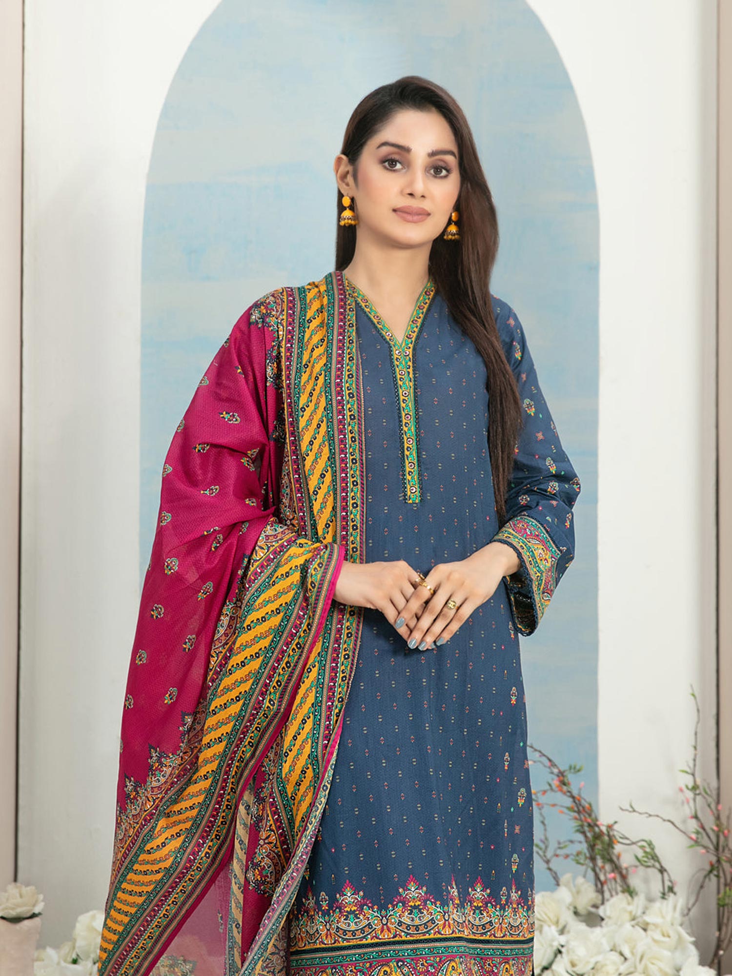 Tawakkal "Hafa" 3-Piece Lawn Suit (D3636) - Blue