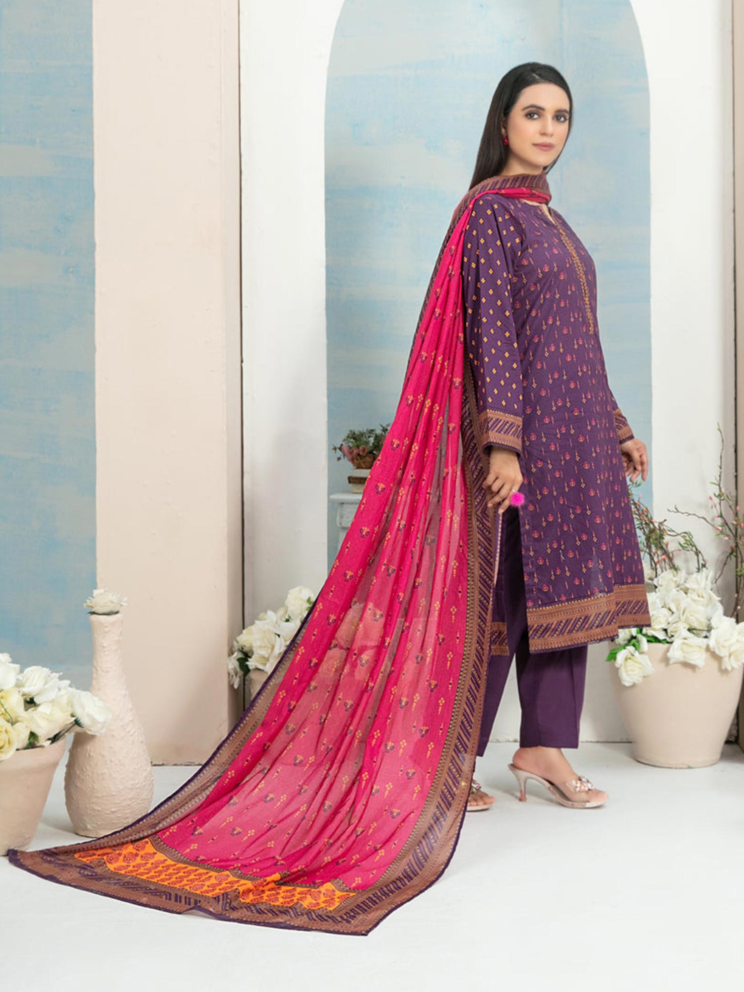 Tawakkal "Hafa" 3-Piece Lawn Suit (D3639) - Purple