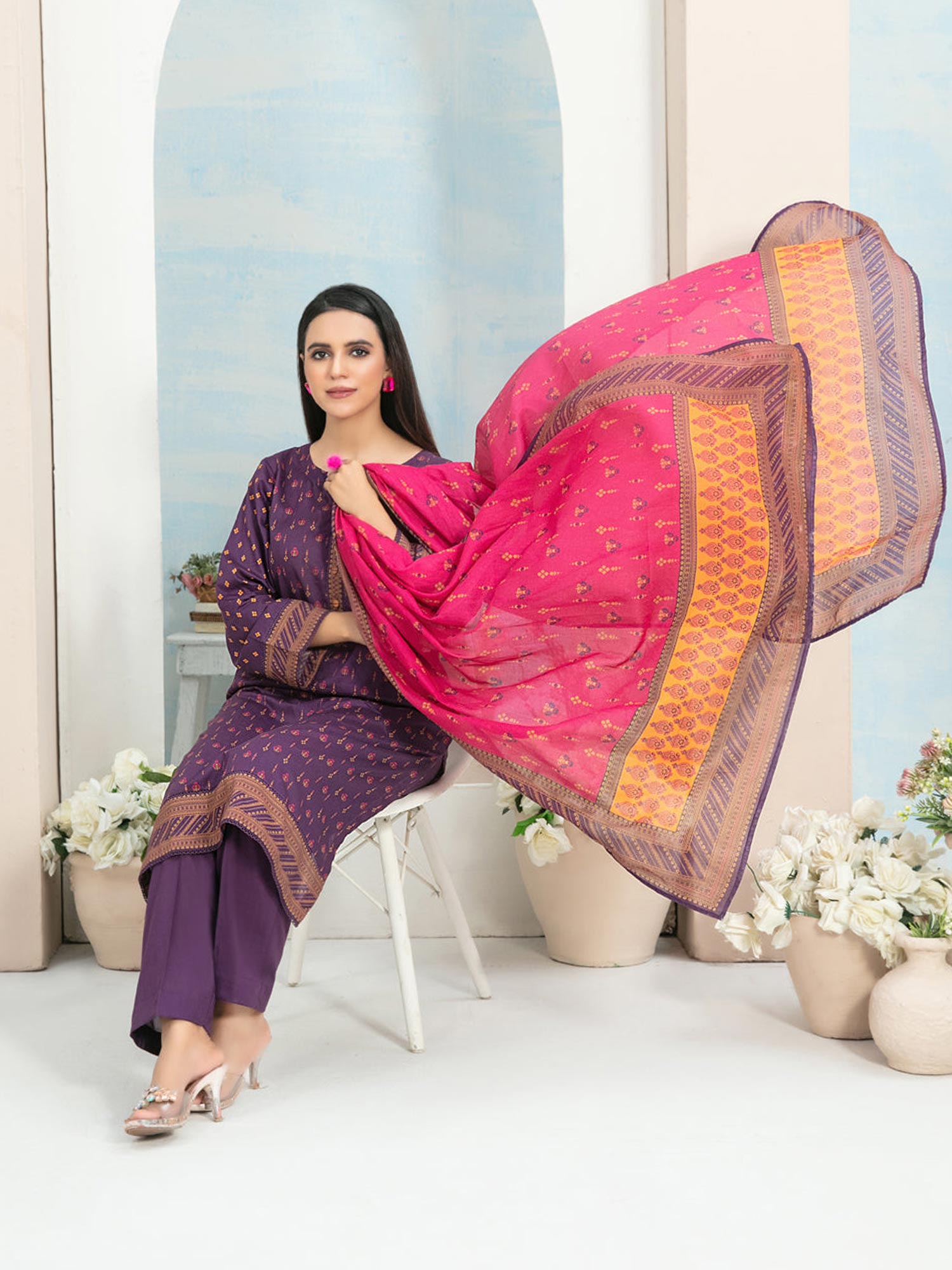 Tawakkal "Hafa" 3-Piece Lawn Suit (D3639) - Purple