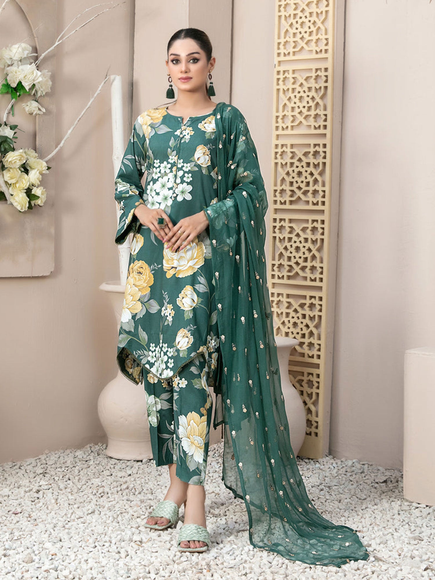 Tawakkal "Lida" Casual Staple Linen Suit (D9903) - Green