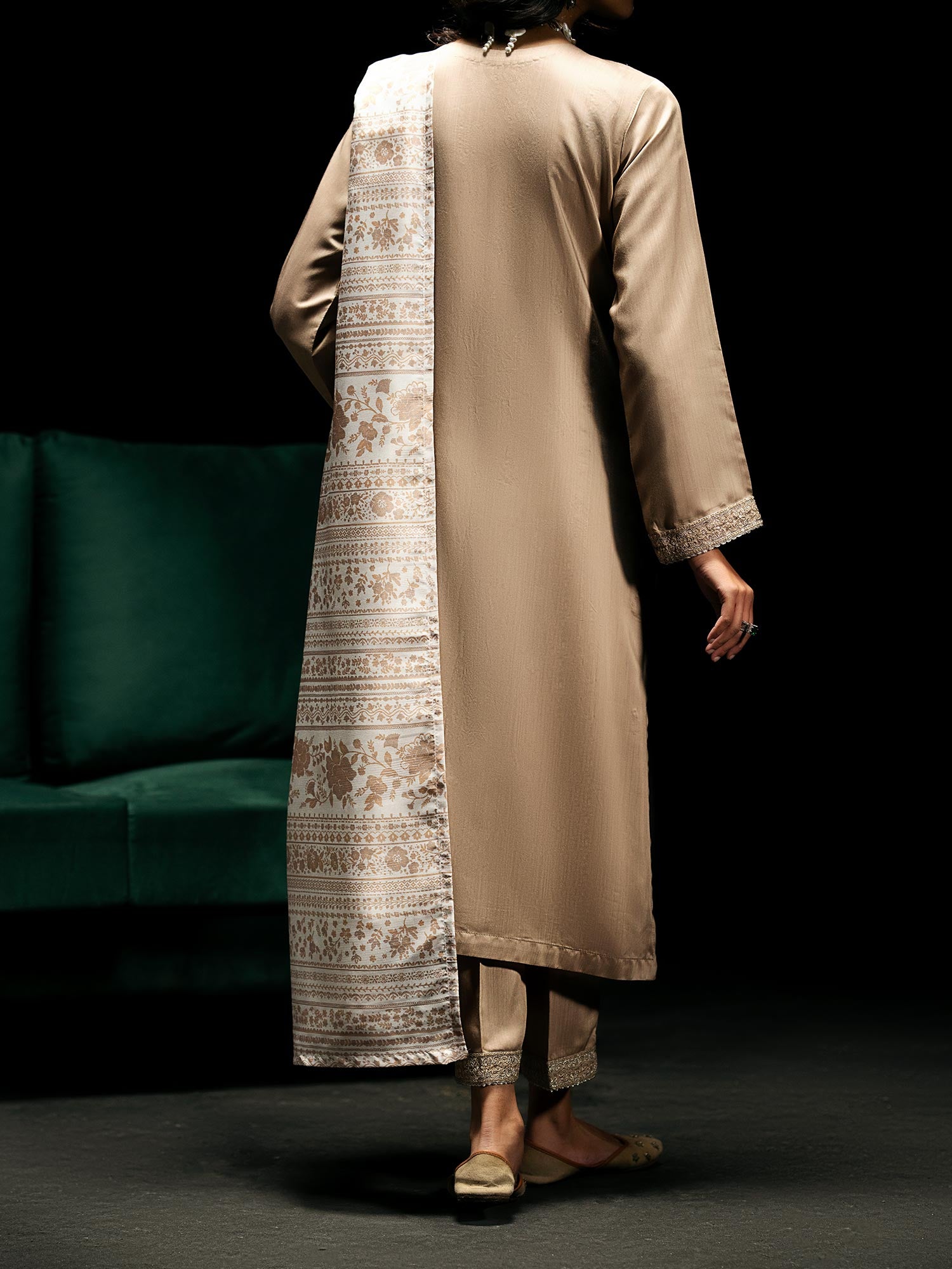 Casual Lite "Boutique" Embroidered Luxury Viscose Suit - Beige