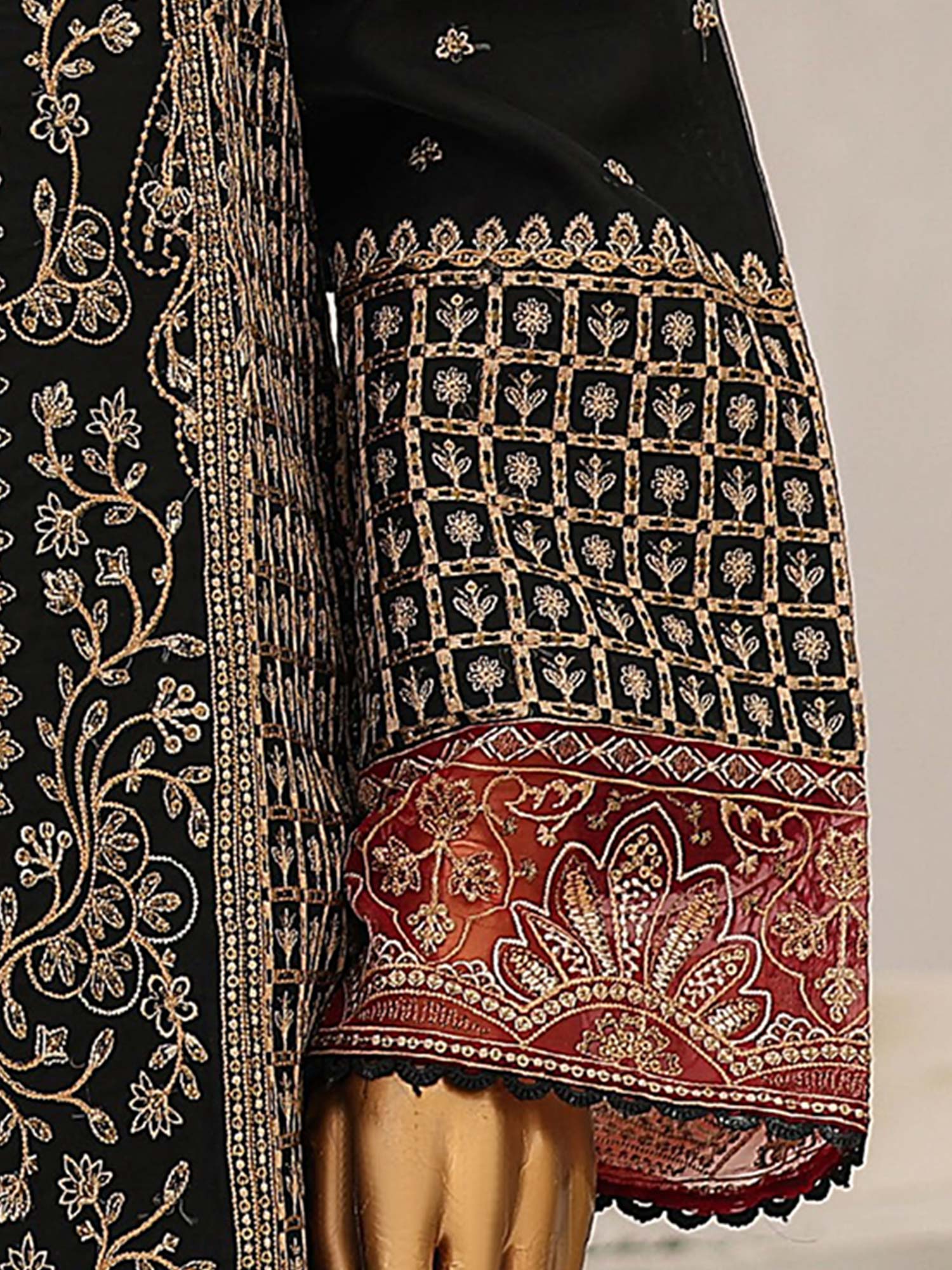 Bin Saeed Luxury Embroidered Organza Suit - Black