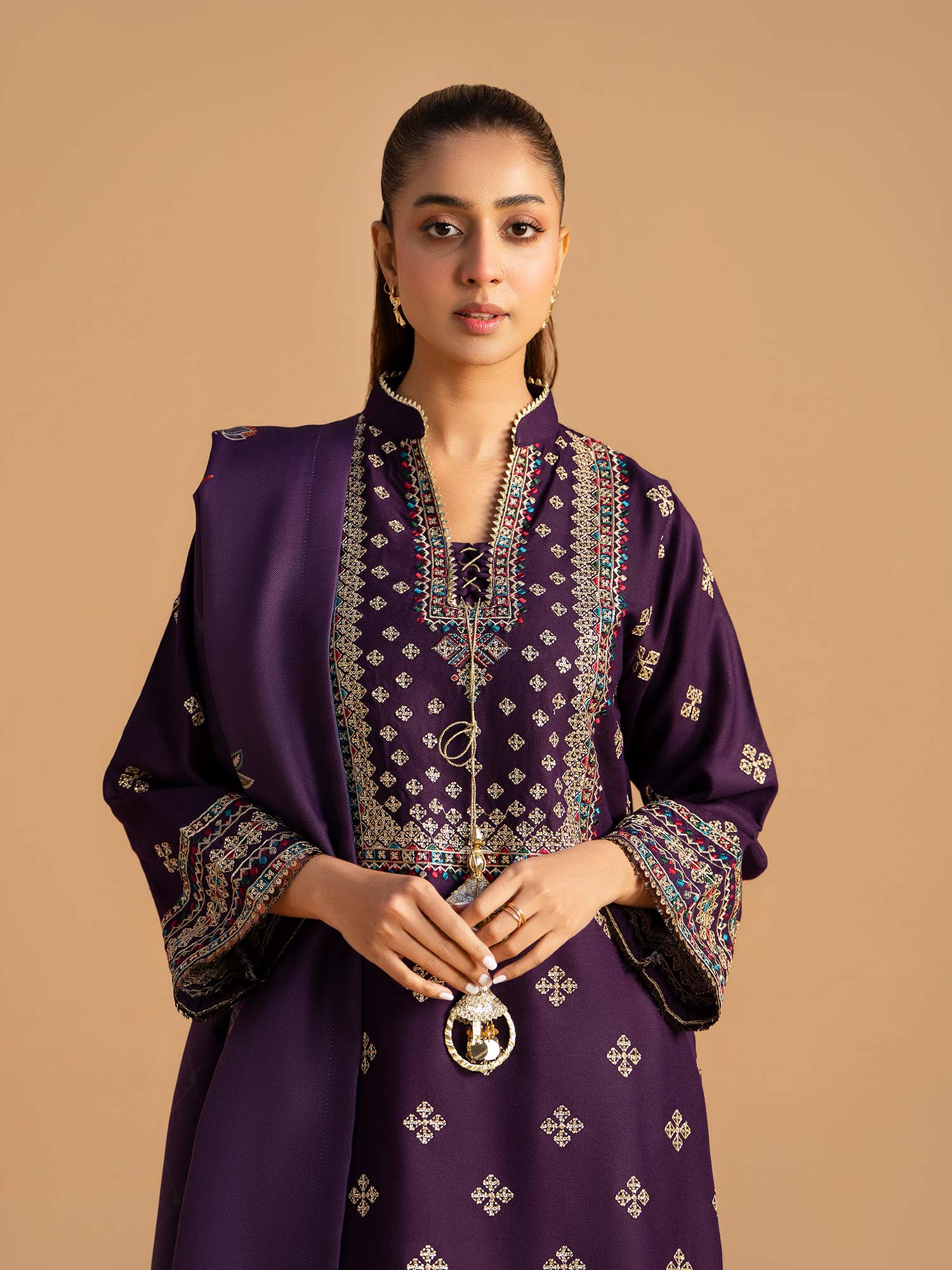 Raniya.H "Aura" Embroidered Winter Dhanak Suit - Purple