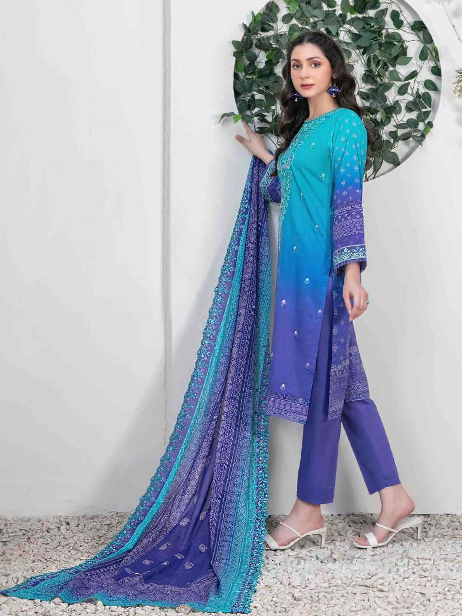 Tawakkal "Pazia" Embroidered Lawn Suit (D2838) - Aqua