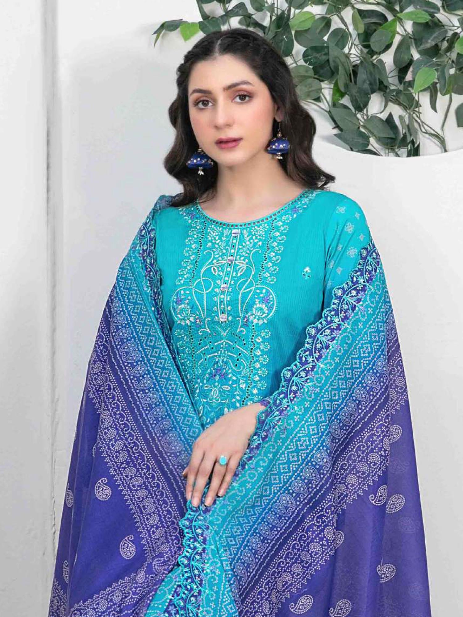 Tawakkal "Pazia" Embroidered Lawn Suit (D2838) - Aqua
