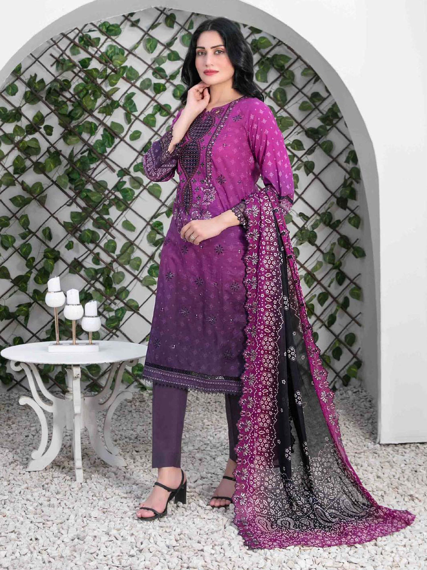 Tawakkal "Pazia" Embroidered Lawn Suit (D2839) - Magenta