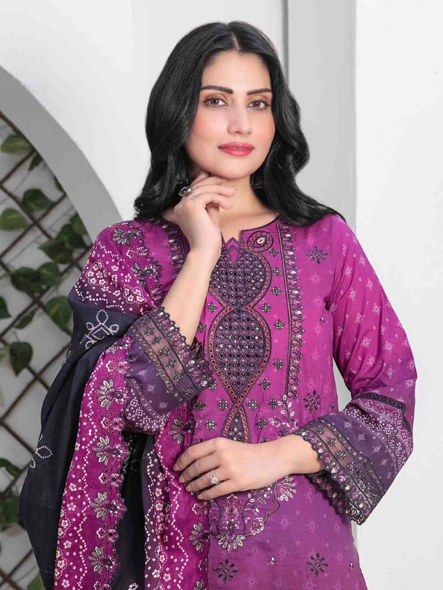 Tawakkal "Pazia" Embroidered Lawn Suit (D2839) - Magenta