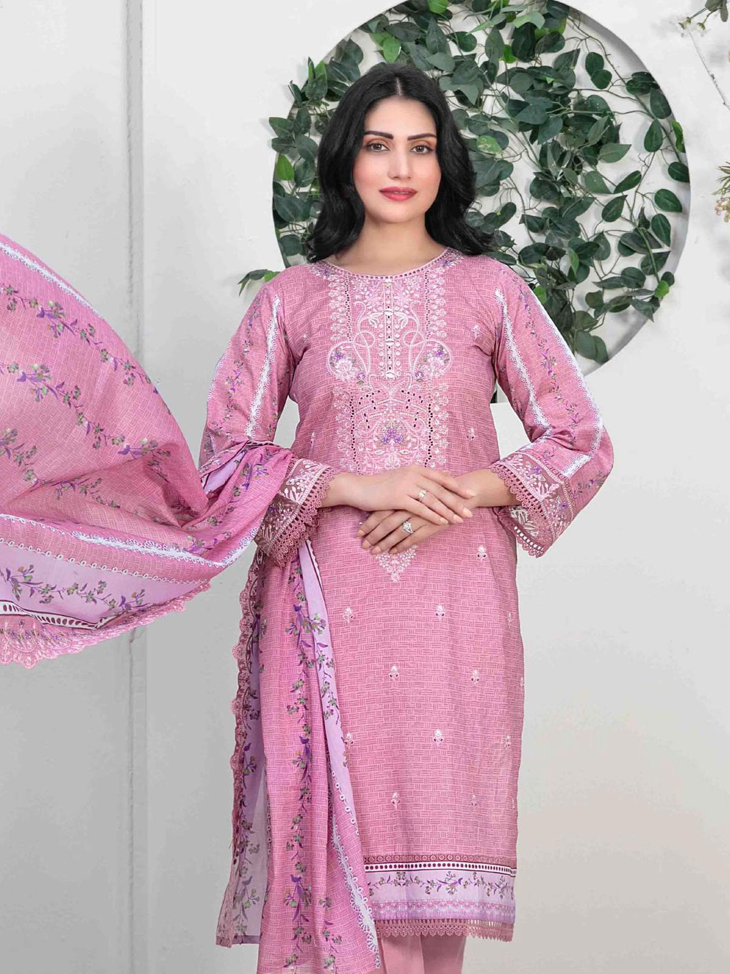Tawakkal "Pazia" Embroidered Lawn Suit (D2844) - Light Pink
