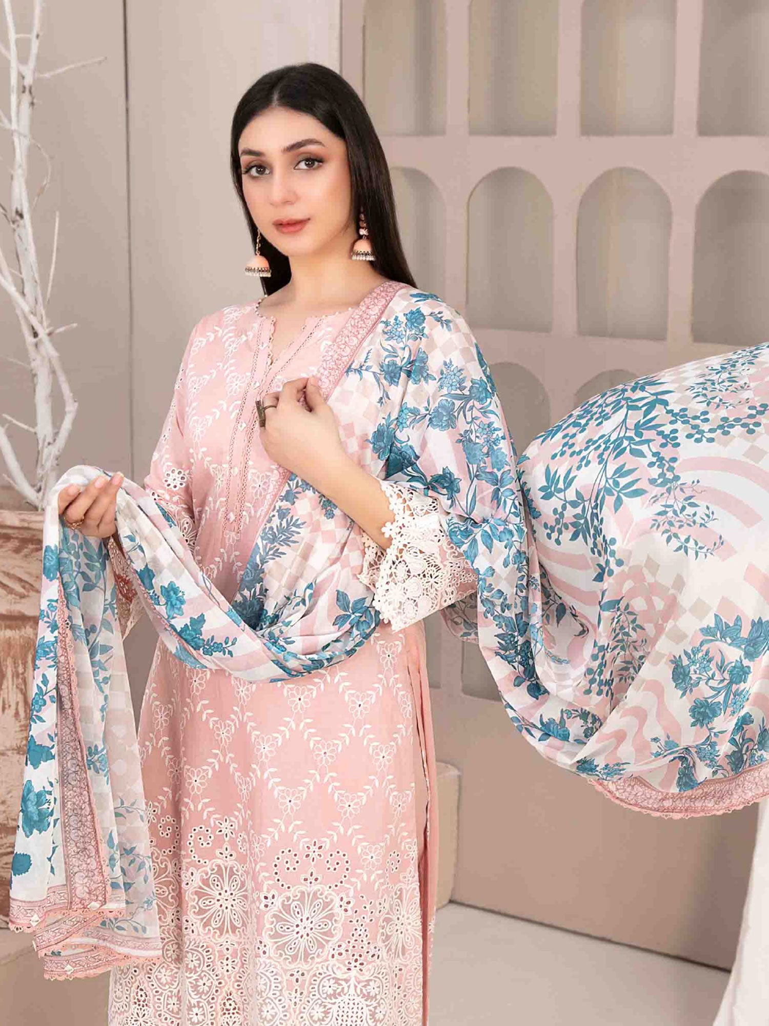 Tawakkal "Mehri" Fancy Embroidered Lawn Suit (D3069) - Pink