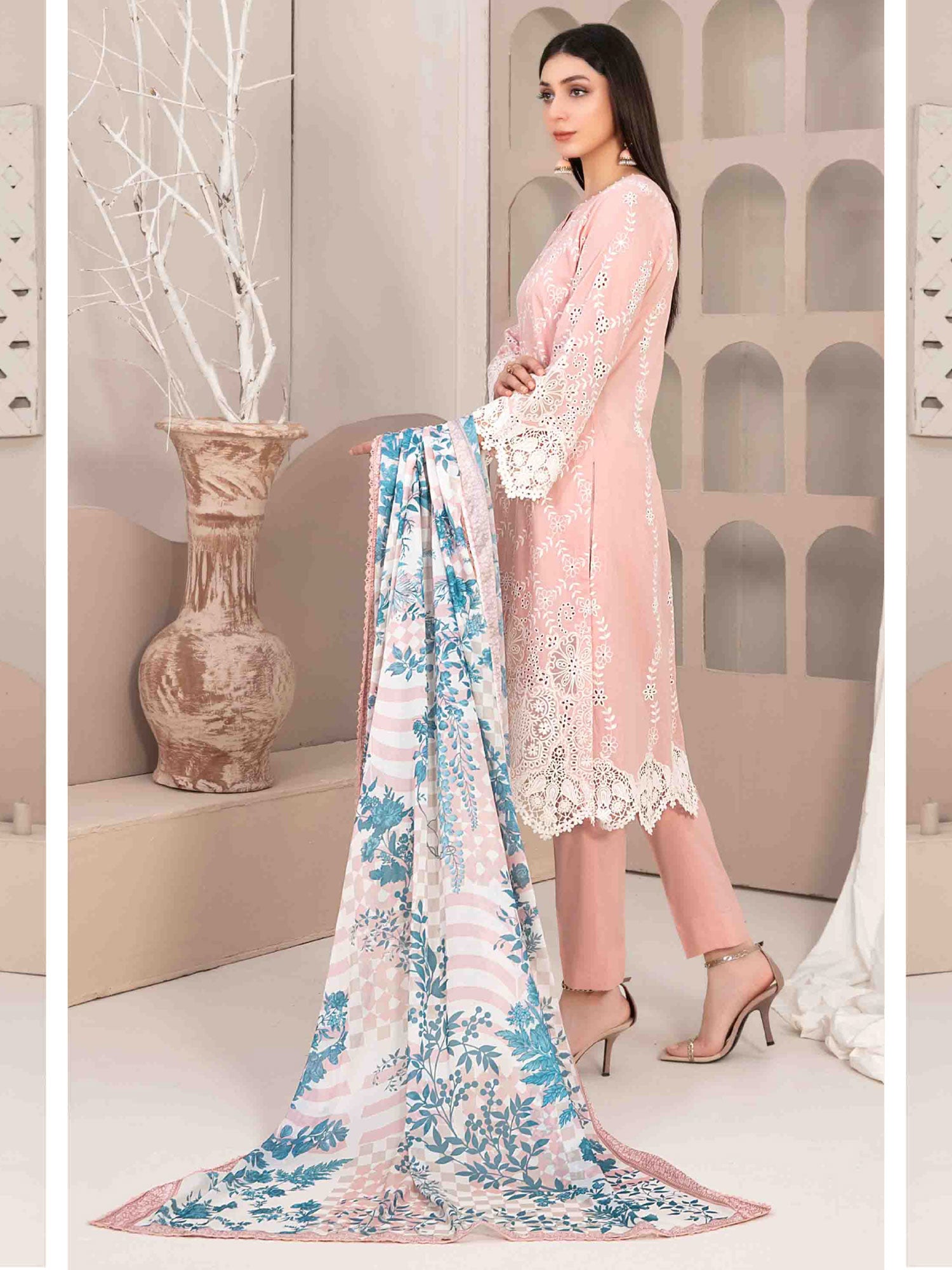 Tawakkal "Mehri" Fancy Embroidered Lawn Suit (D3069) - Pink