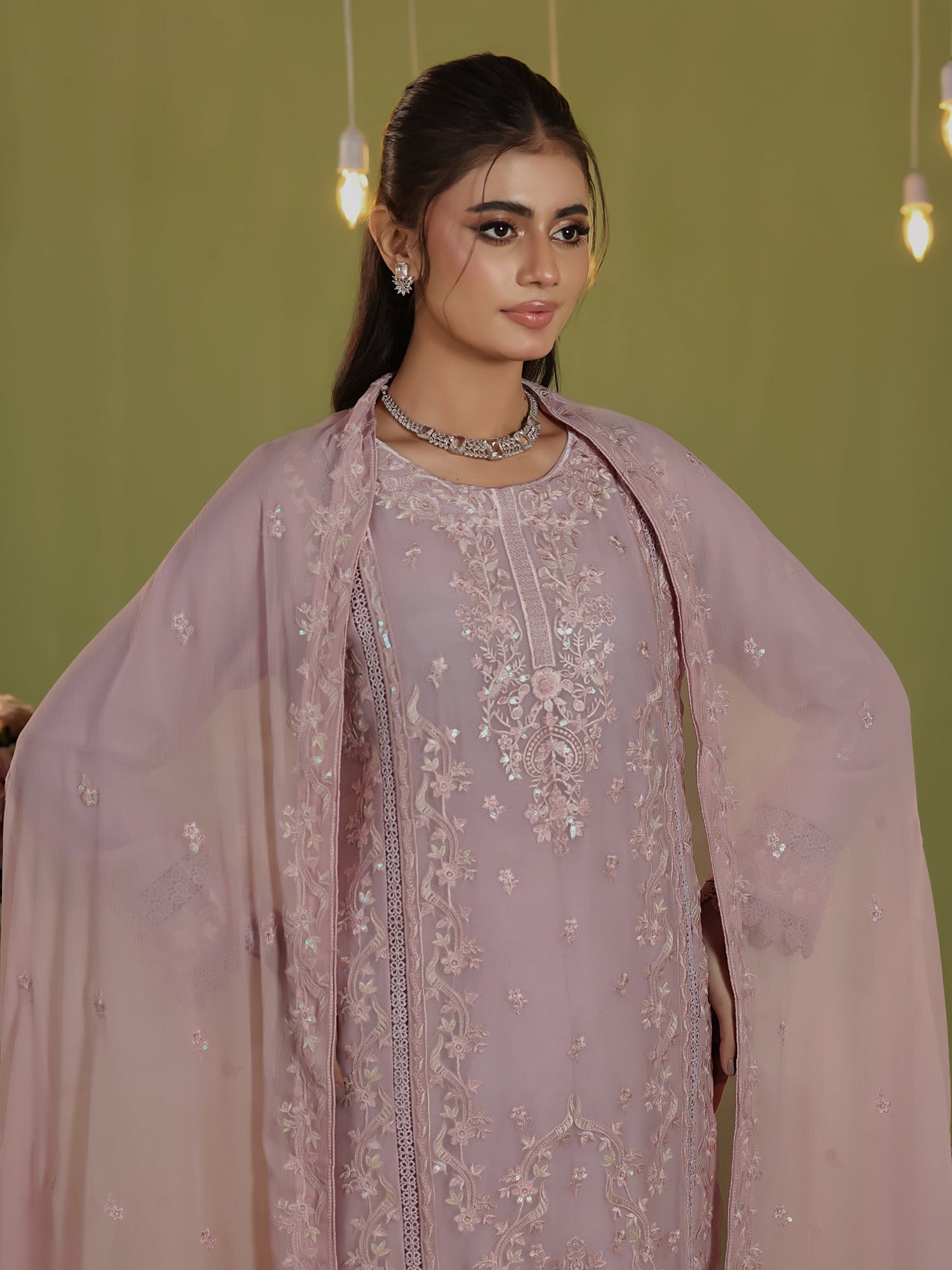 Wardah Uzair "Chiffon Breeze" Lux Embroidered Chiffon Suit - Dreamliner
