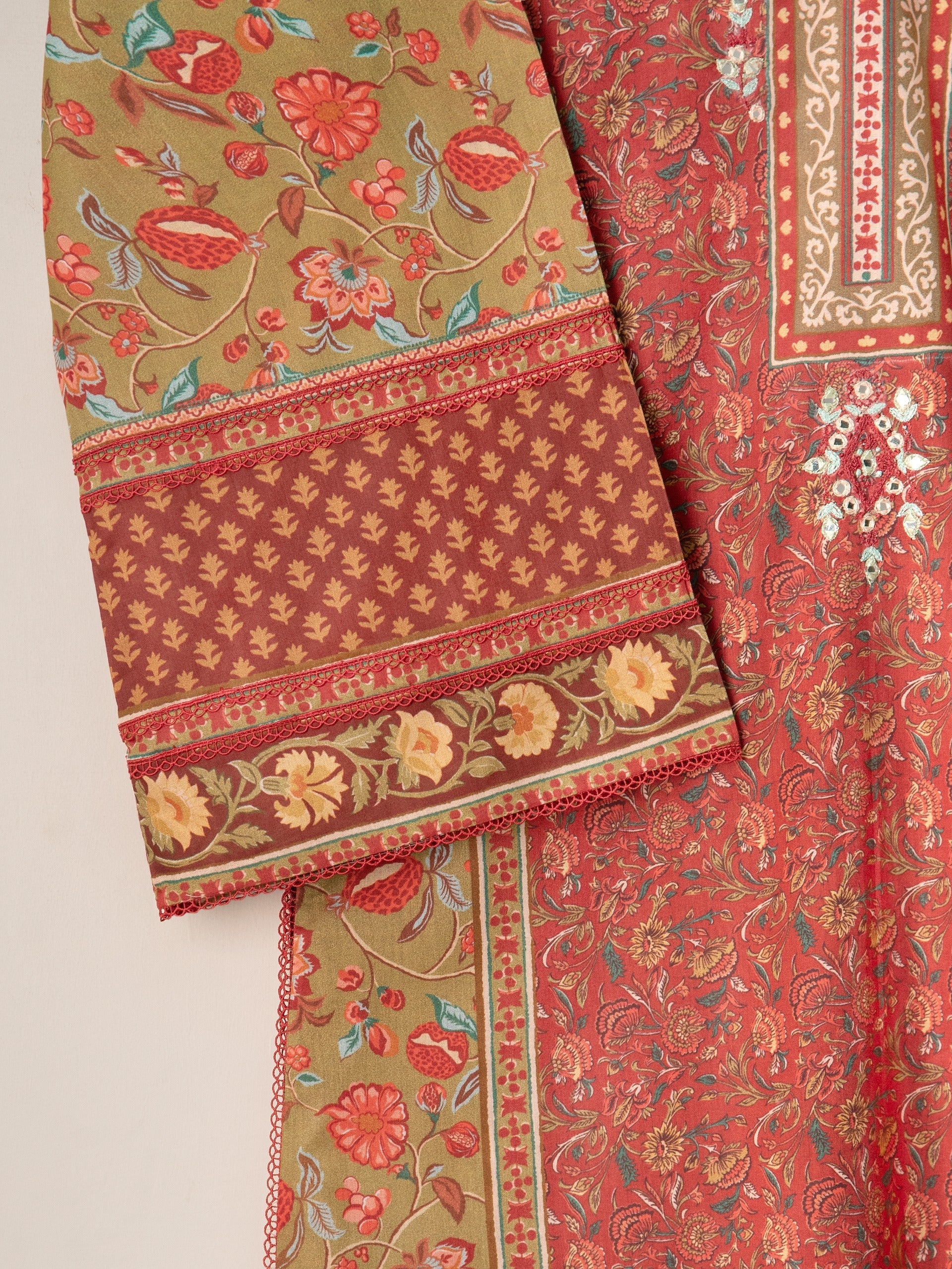 Agha Noor Red Cambric 2-Piece (Shirt + Dupatta)