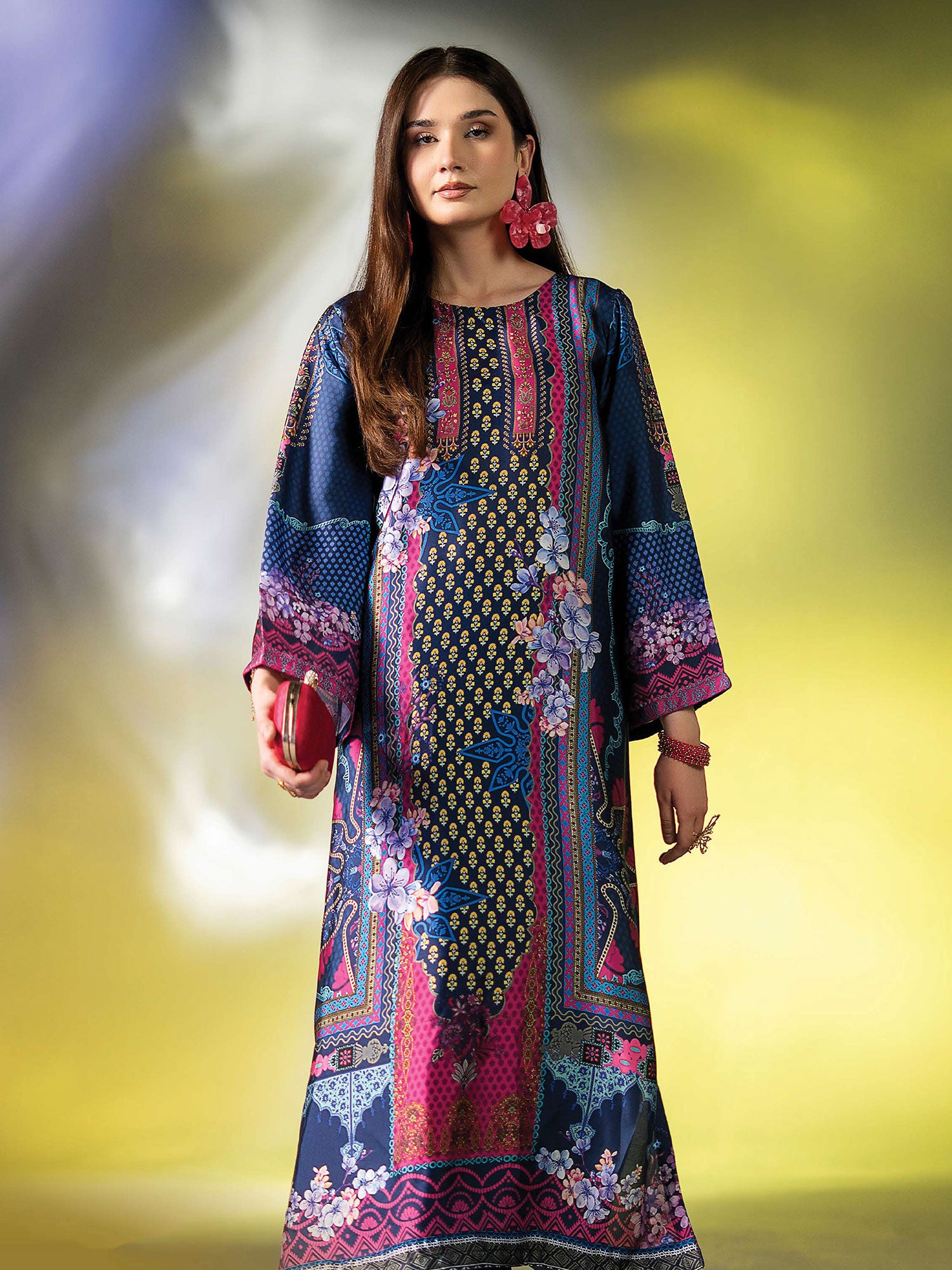 Ally's "Gulzar" Luxury Silk 2-Piece Suit (EA26) - Blue