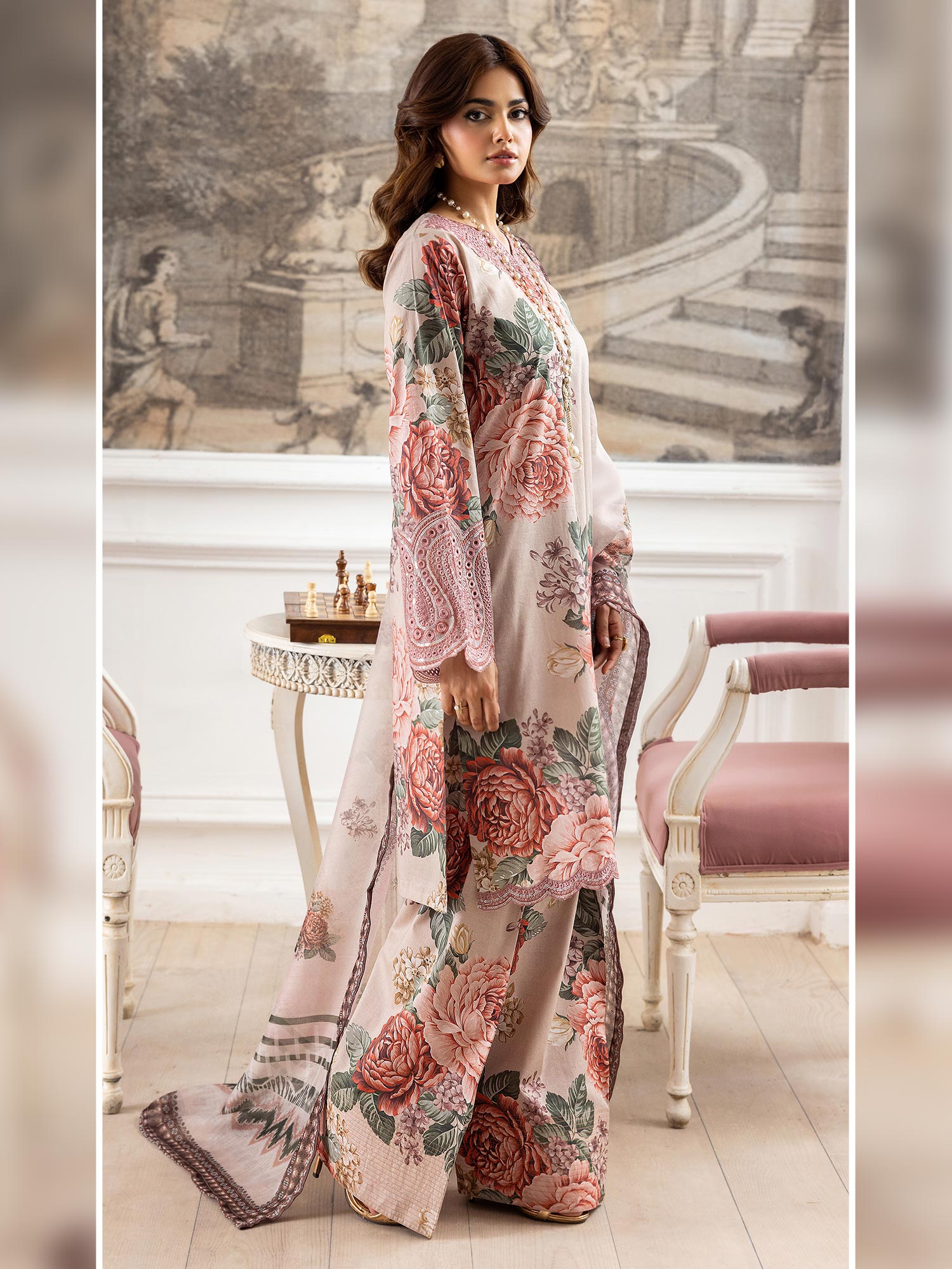 Raniya.H "Khushboo-e-Bahaar" Farshi Lawn Edit - Blush Garden