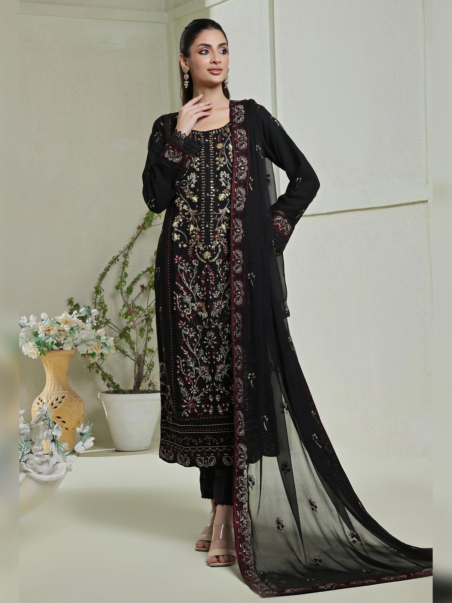 Wardah Uzair "Festive Soiree" Lux Embroidered Chiffon Suit - Euphoria